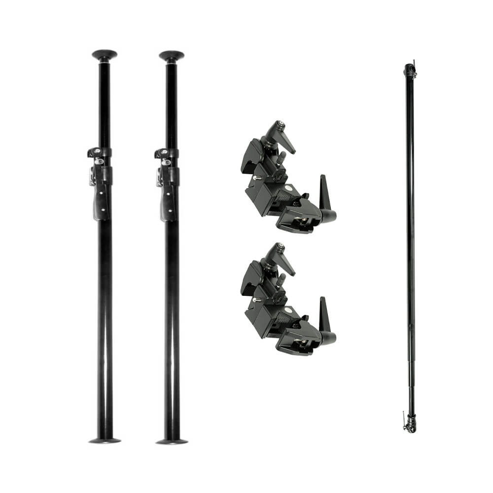 Professional Photography Backdrop Support Stand Kit - 2 Autopoles with Crossbars & Convenient Clamps for Studio, Portrait, and Event Photography | Perfect for Photo Shoots, Video Production, and Live Streaming