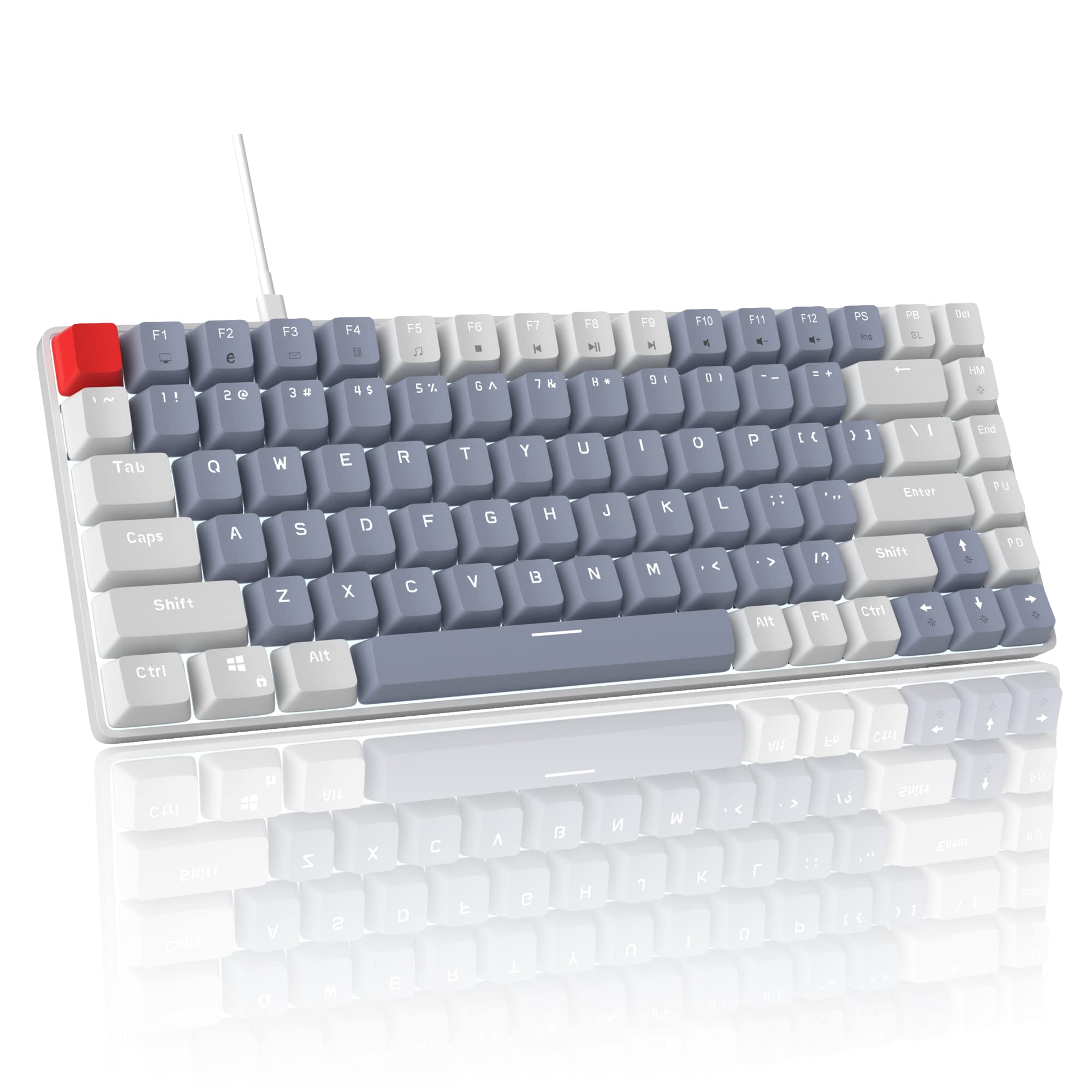 MageGee 75% Compact Mechanical Gaming Keyboard - RGB Backlit, Blue/Brown/Red Switches - Portable 75 Percent Keyboard for PC, Mac, Laptop - Perfect for Gaming, Office Work & Typing (White Grey)