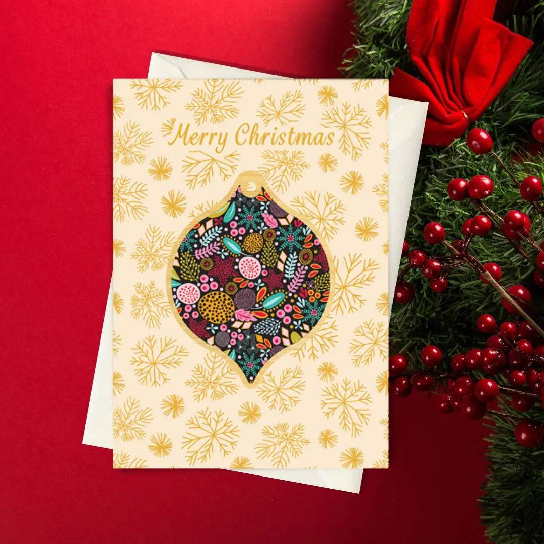 Blingtastic Christmas Ornament Card & Bauble - Elegant Holiday Decor for Tree, Gift Wrapping & Festive Home Decoration