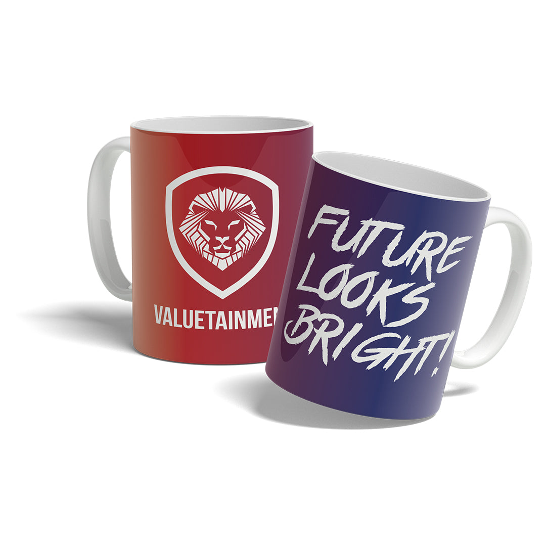 Future Looks Bright Faded Shield Valuetainment Coffee Mug - Inspirational Motivational Gift for Office, Home & Daily Use