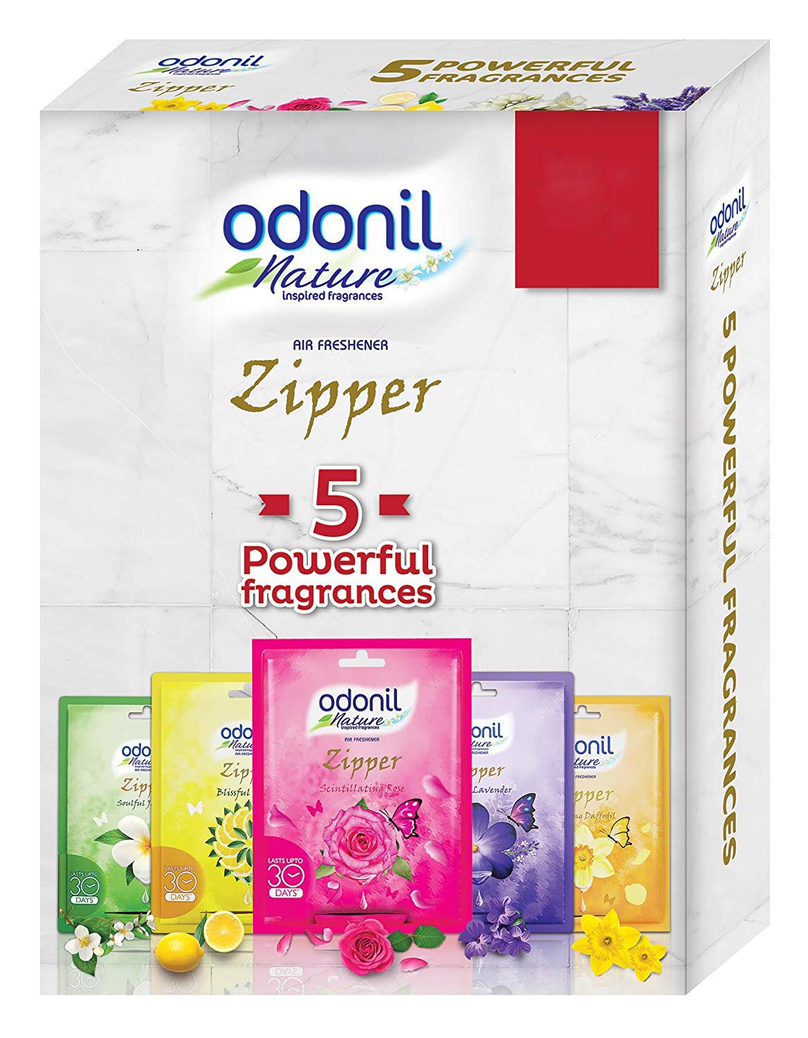 Odonil Bathroom Air Freshener Zipper - 10g (Pack of 5) | Long-Lasting Odor Eliminator for Toilet, Home & Office | Fresh Scent for Small Spaces & Closets