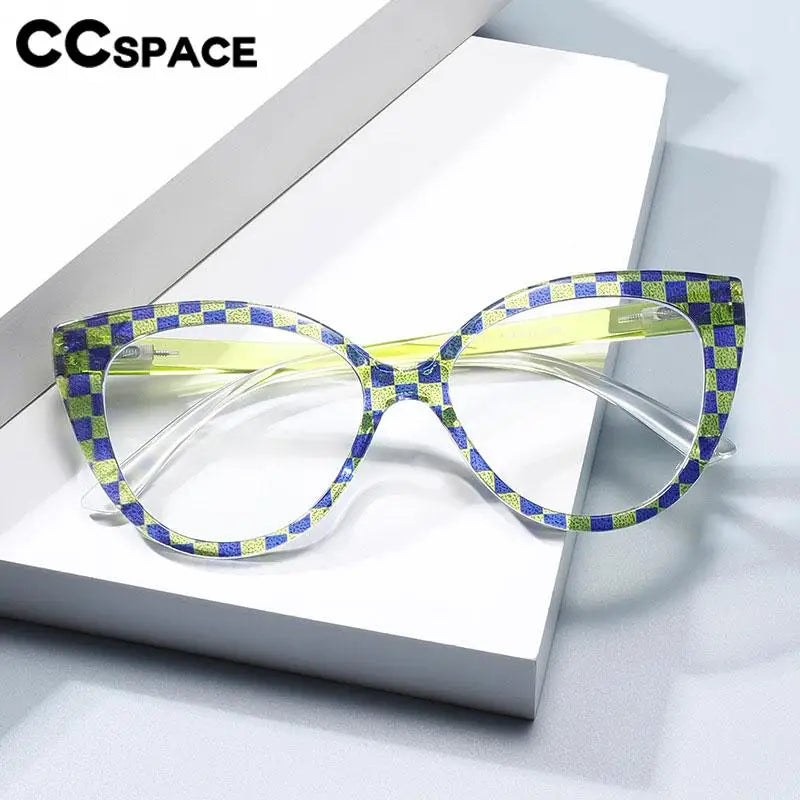 CCspace Women's Full Rim Cat Eye Titanium Reading Glasses R57566 - Lightweight & Durable Eyewear for Reading, Office Work & Fashion Accessories