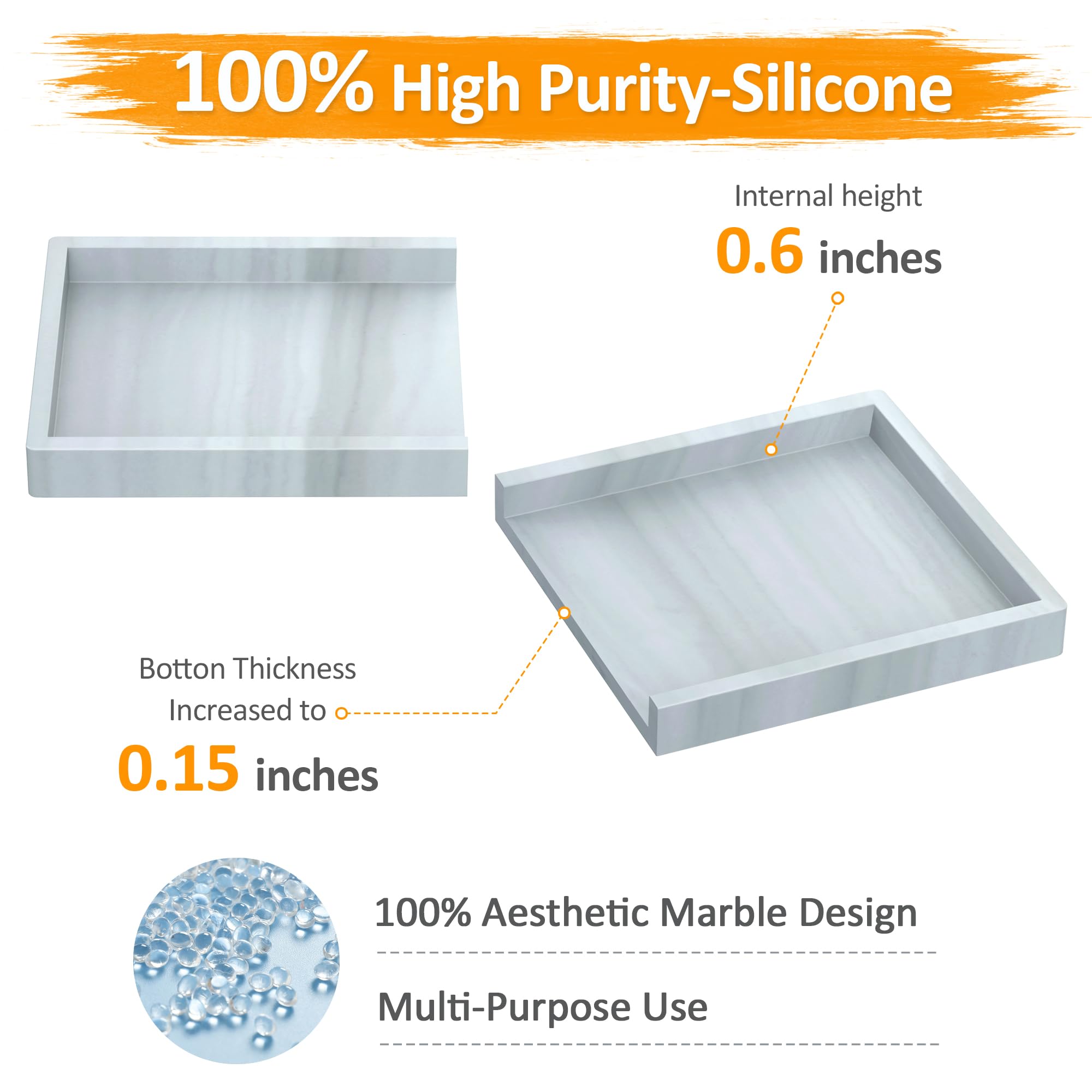 EGWON Shatterproof Silicone Bathroom Vanity Tray - Thick Durable Soap Dispenser & Perfume Organizer for Toilet Tank, Dresser Tops - Perfect for Bathroom Counter, Sink, and Vanity Organization