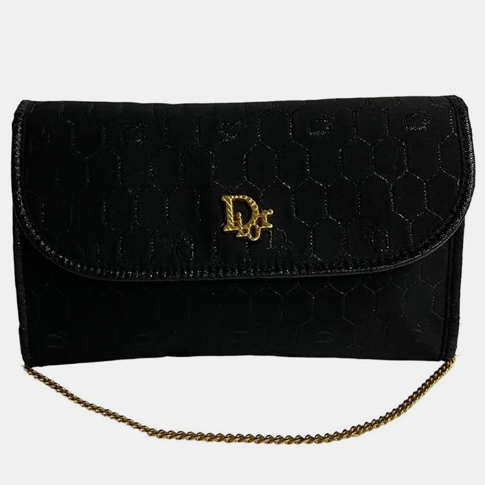 Stylish Black Honeycomb Canvas Crossbody Bag for Women - Trendy Chain Strap Shoulder Purse - Perfect for Casual Outings, Shopping & Travel