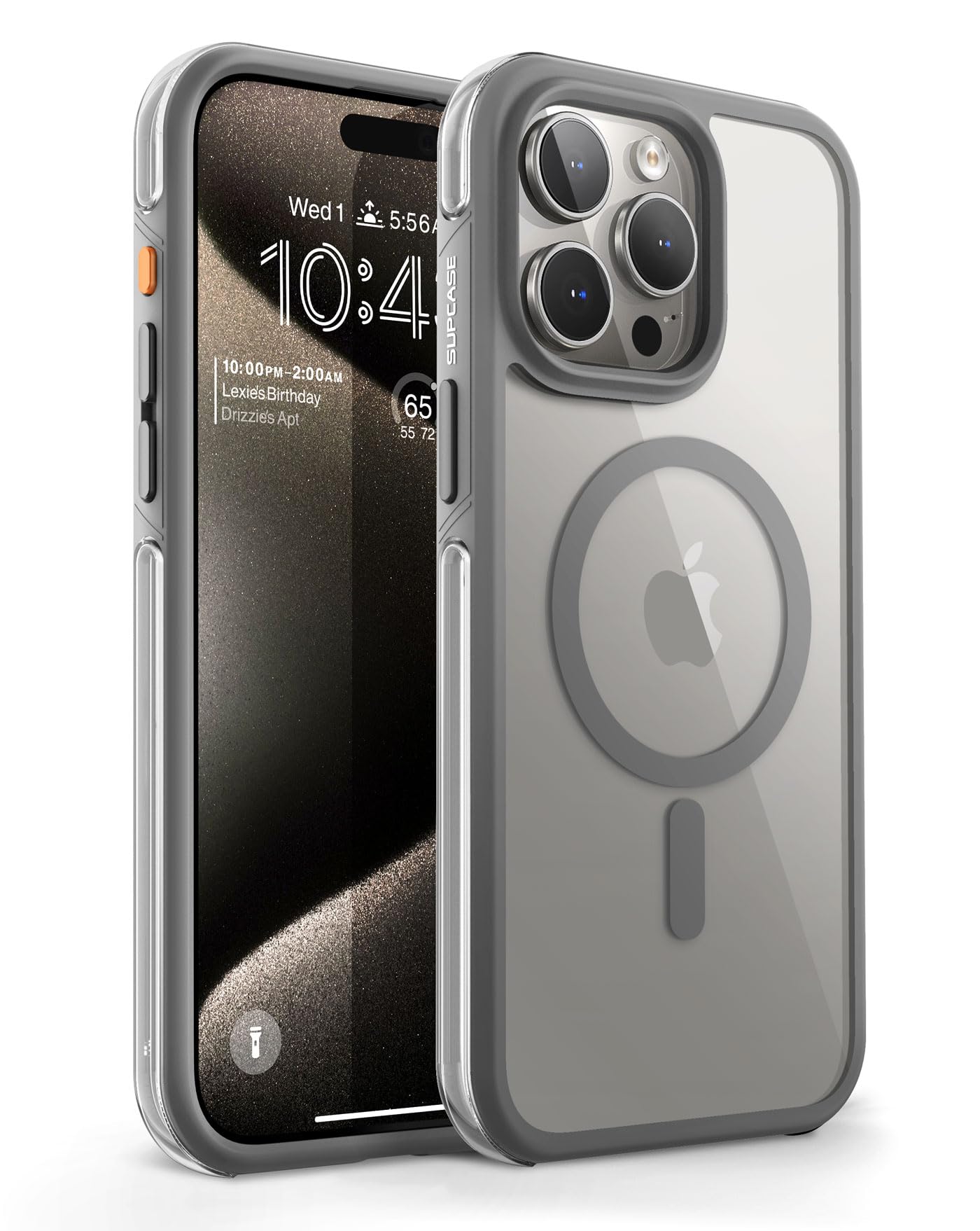 SUPCASE Magnetic Phone Case for iPhone 15 Pro Max - Military-Grade Shockproof Slim Clear Protective Cover with MagSafe | Perfect for Outdoor Activities, Work & Everyday Use (Gray)