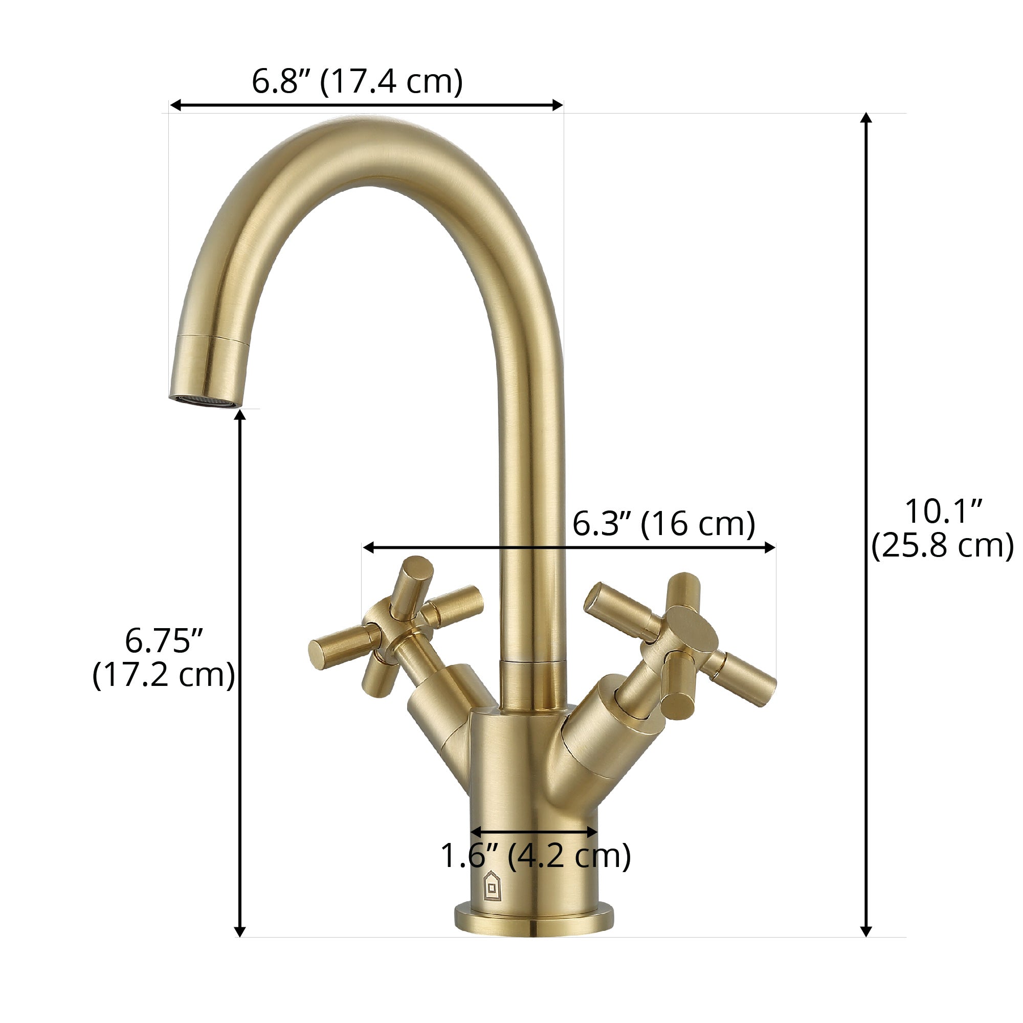 Ancona Prima Cross Handle 1 Hole Bathroom Faucet in Brushed Champagne Gold - Modern Single Hole Bathroom Sink Faucet for Vanity, Powder Room & Guest Bath (Brushed Gold Finish)