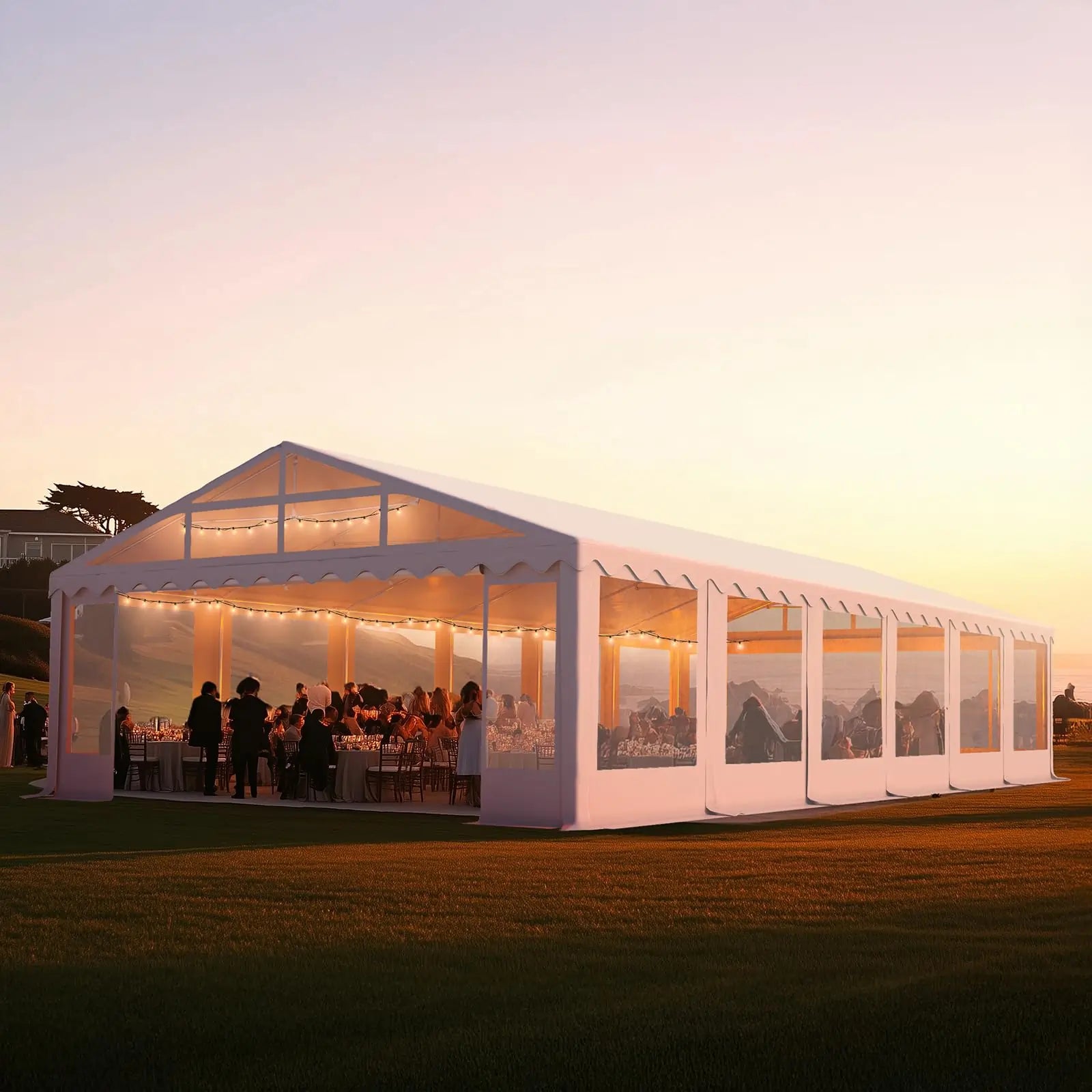 20' x 40' Party Tent with Clear Sidewalls - Waterproof Outdoor Canopy for Weddings, Events & Camping - Heavy Duty Commercial Shelter with Removable Walls