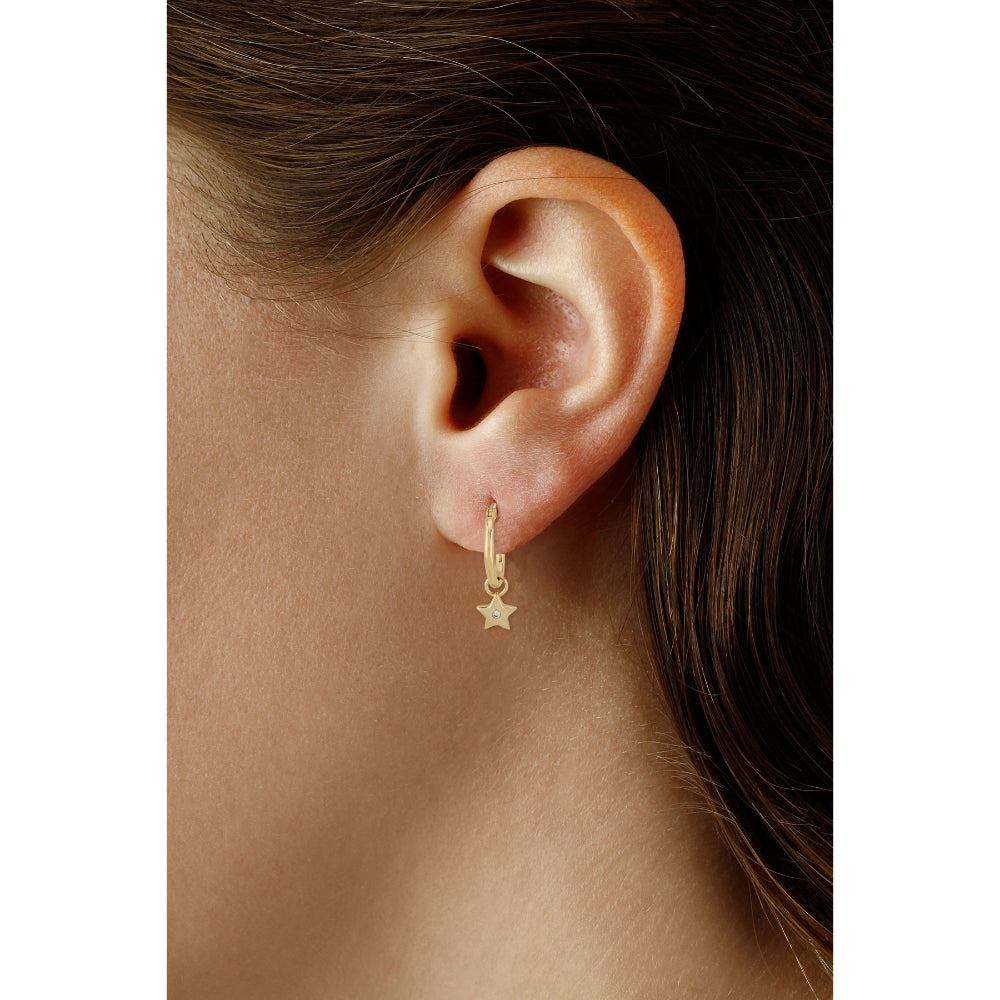 14K Gold Star Dangle Hoop Earrings for Women - Elegant Celestial Jewelry for Everyday Wear & Special Occasions