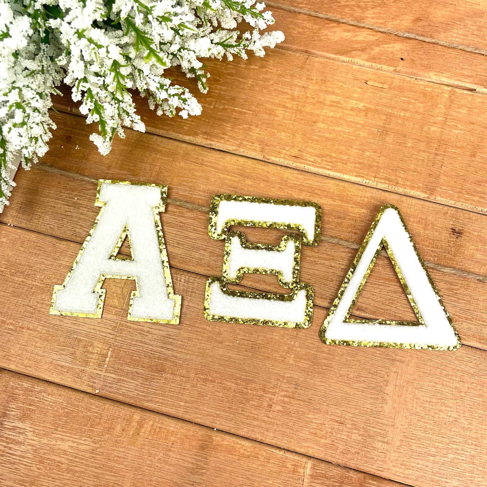 Alpha Xi Delta Iron-On Greek Letter Chenille Patch Set - Sorority Apparel Accessories for Jackets, Bags & DIY Crafts - Perfect for Greek Life Events, College Spirit & Sisterhood Gifts
