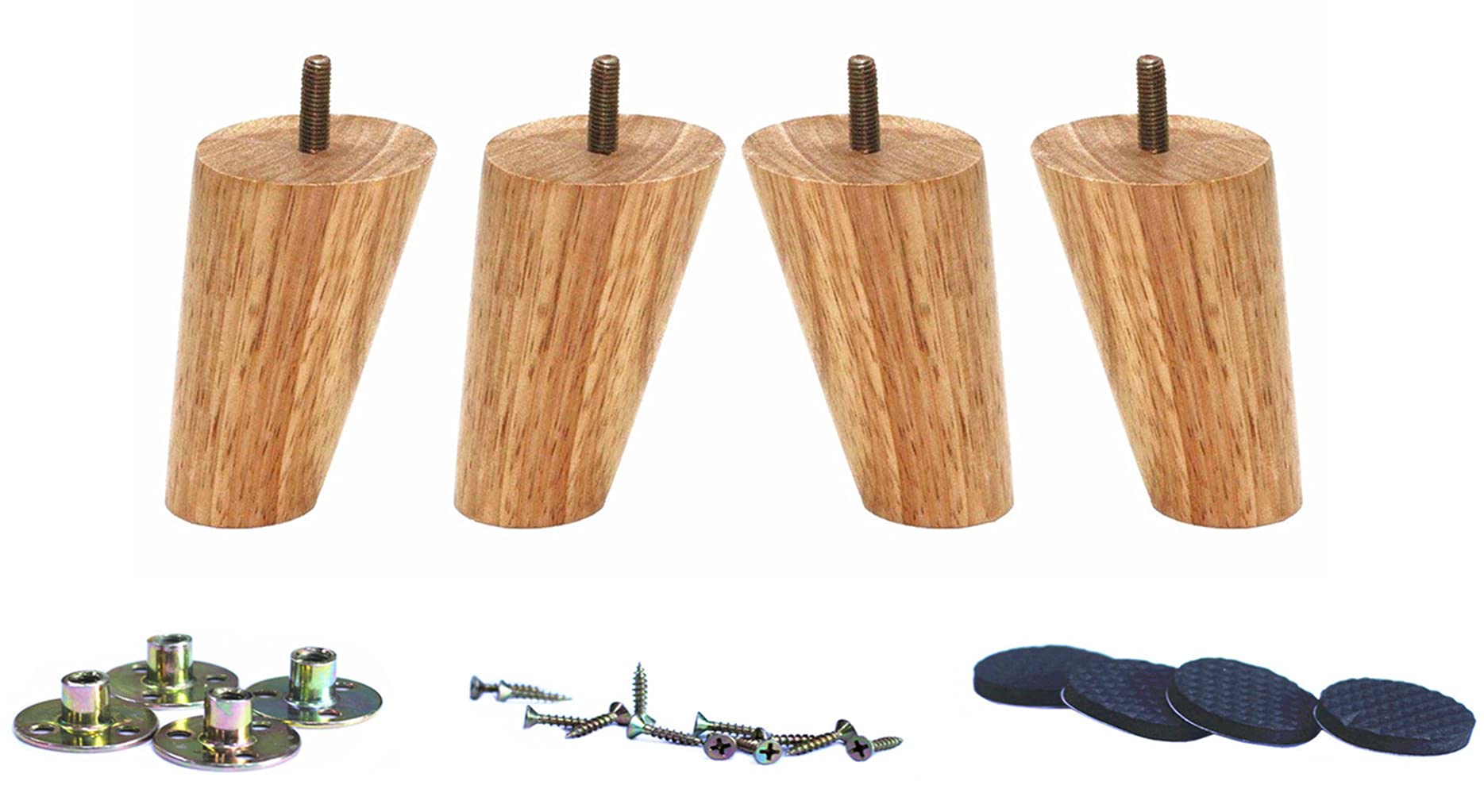 WEICHUAN 4 Inch Solid Rubber Wood Replacement Legs for Sofa, Couch, Chair, Ottoman, Loveseat, Coffee Table & Cabinet Furniture - 4-Piece Set with Slanted Design - Perfect for Home Office, Living Room, Bedroom Furniture Upgrade