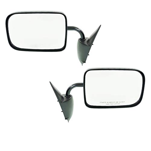 1994-1997 Dodge Ram 1500/2500/3500 Truck Black Manual Rear View Door Mirror Pair Set - Replacement Side Mirrors for Improved Visibility and Safety
