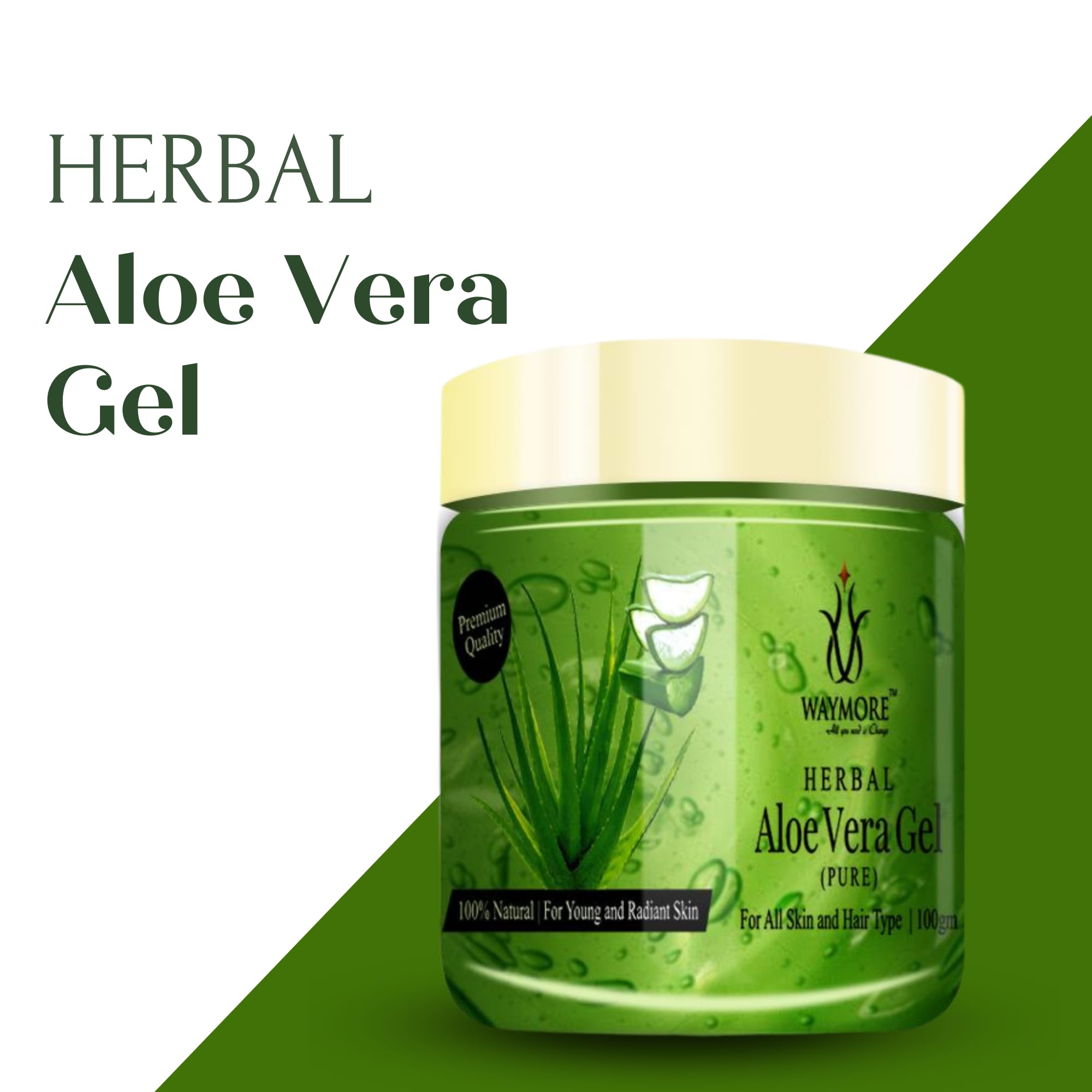 WAYMORE Pure Aloe Vera Gel for Skin & Hair Care - 100% Natural Moisturizer for Face, Body & Scalp - Soothes Sunburn, Acne & Dry Skin - 3.5oz (100g) Pack of 1 - Perfect for Daily Skincare Routine & After-Sun Relief