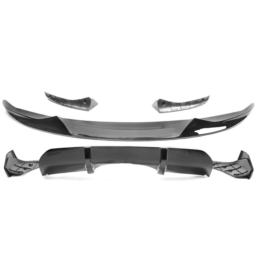 IKON MOTORSPORTS Gloss Black PP Polypropylene Front Bumper Lip & Rear Diffuser for 2014-2018 BMW X5 M Sport - Aerodynamic Spoiler Kit for Enhanced Style and Performance (Perfect for Car Enthusiasts & Street Racing)