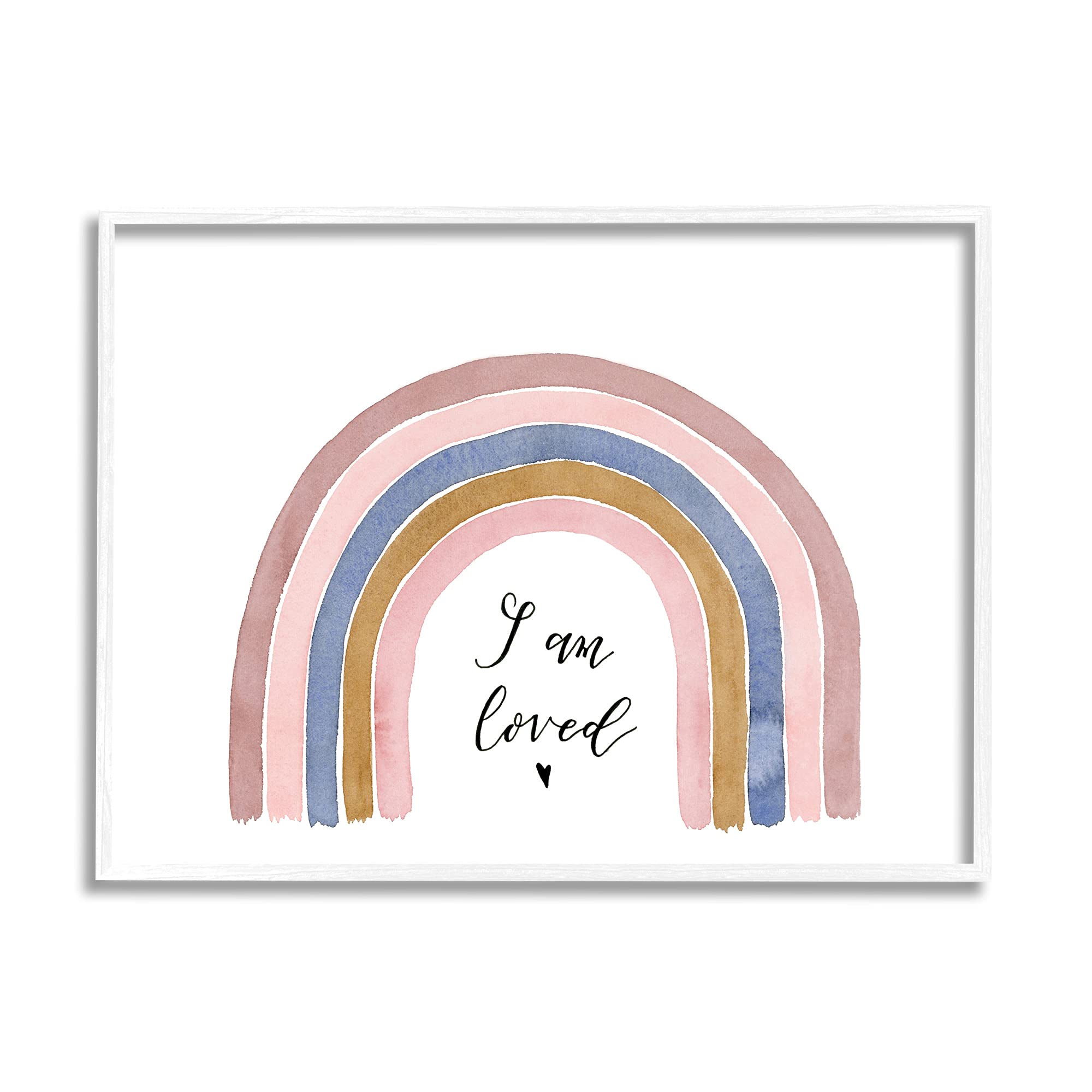 Stupell Industries 'I Am Loved' Inspirational Rainbow Wall Art for Kids - White Framed Motivational Decor by Lucille Price (20