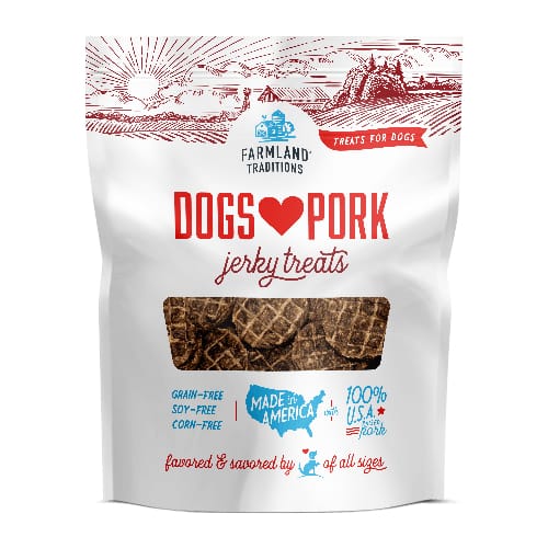 Farmland Traditions Pork Jerky Dog Treats 5oz - All Natural, Grain-Free, High Protein Snacks for Dogs - Perfect for Training, Rewards & Outdoor Adventures