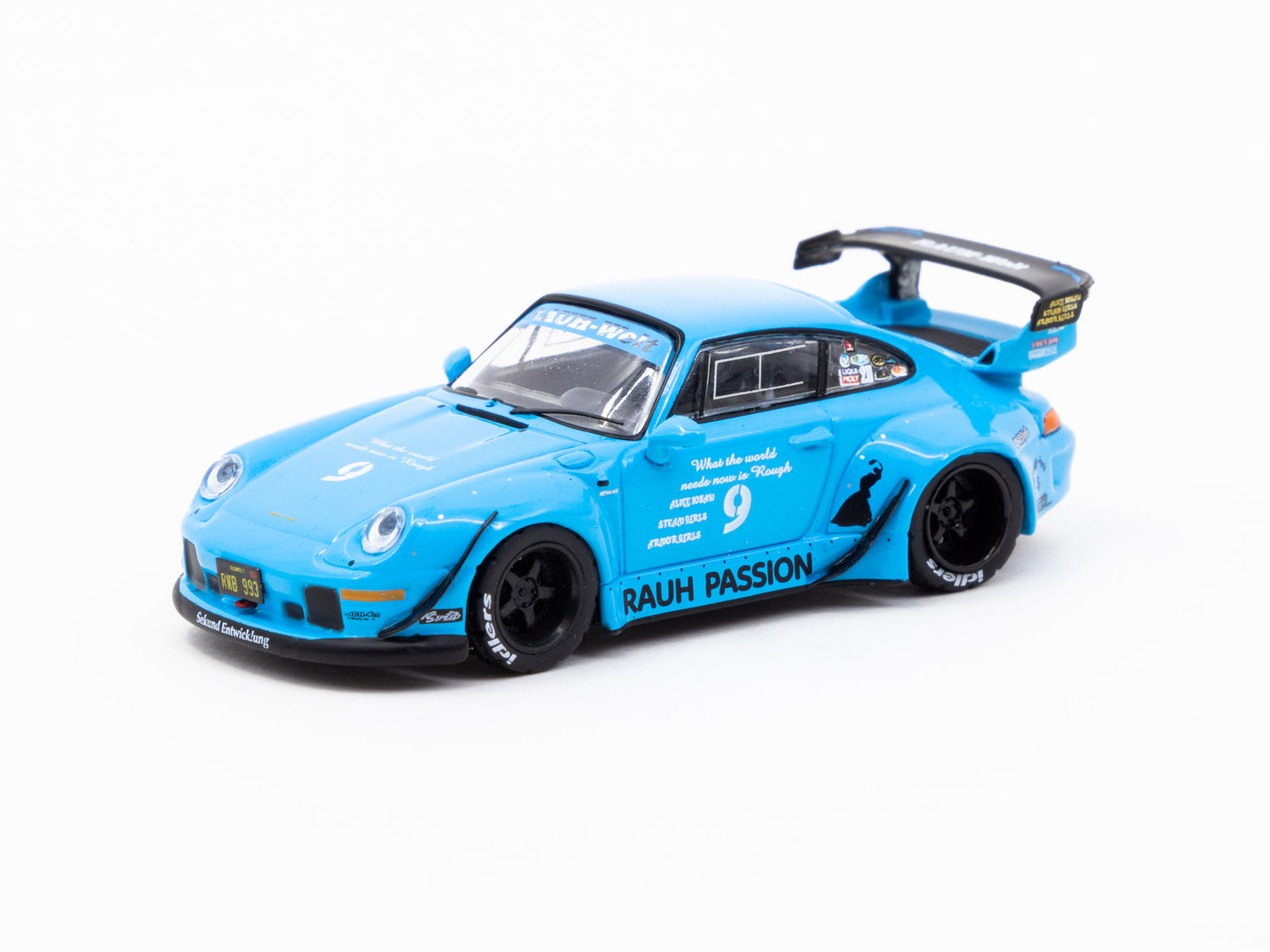 Porsche 993 RWB Rauh Passion Blue Model Car - Collectible Diecast Toy for Display & Racing Enthusiasts - Perfect for Home Office Decor, Car Shows & Gift Giving