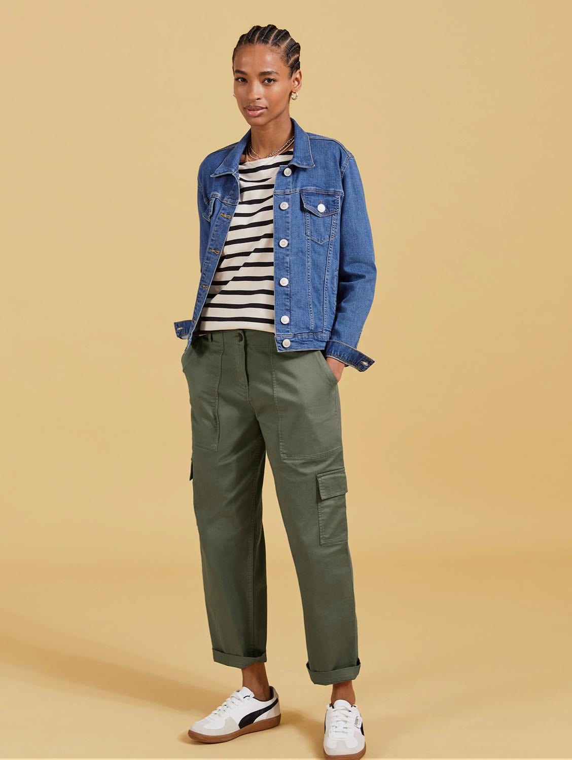 Edith Organic Cotton Cargo Pants for Women - Khaki | Comfortable & Eco-Friendly Casual Pants for Hiking, Travel & Everyday Wear