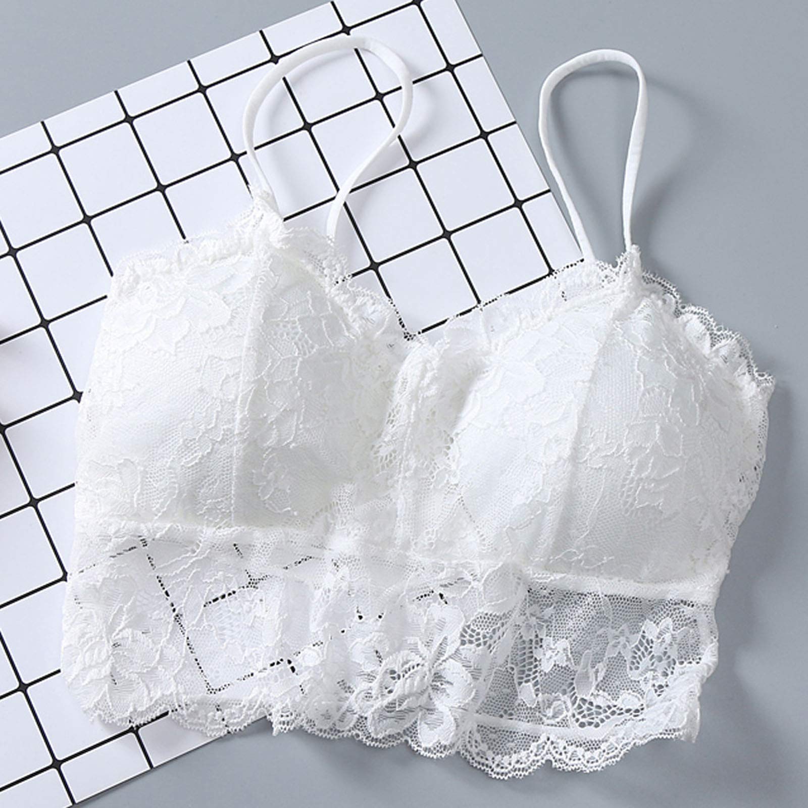 1 Piece Women's Sexy Vest with Chest Pad - Criss Cross Lace Strapless Sports Bra & Nightgown for Girls (White) - Perfect for Yoga, Sleepwear & Intimate Moments