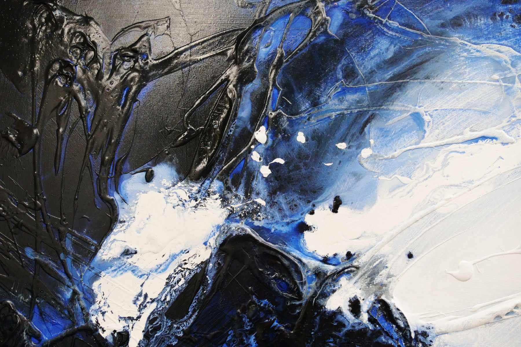 Paynes Grey White Textured Abstract Painting - Sorrento Rapture 190x100cm Modern Wall Art for Living Room, Bedroom & Office Decor