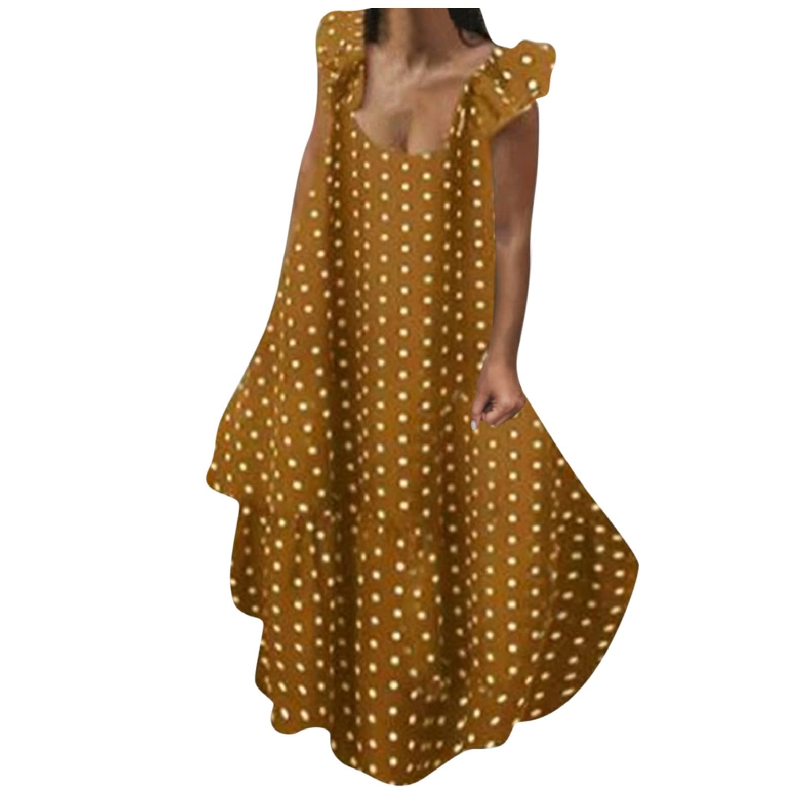 Sexy Vintage U-Neck Puff Sleeve Summer Dress for Women - Flowy Polka Dot Print Casual & Evening Wear - Perfect for Beach Vacations, Date Nights & Summer Parties