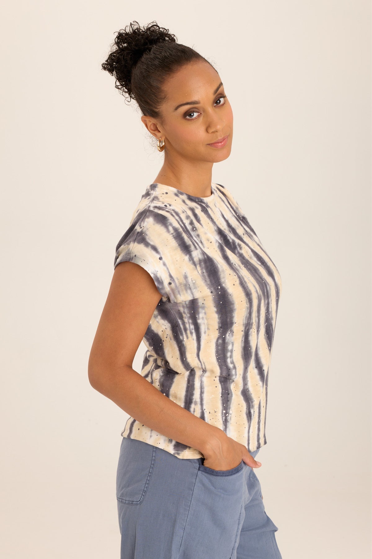 Arwen Soft Jersey Mock Neck T-Shirt for Women - Comfortable Stretch Cotton Tee for Casual Wear, Layering & Everyday Outfits