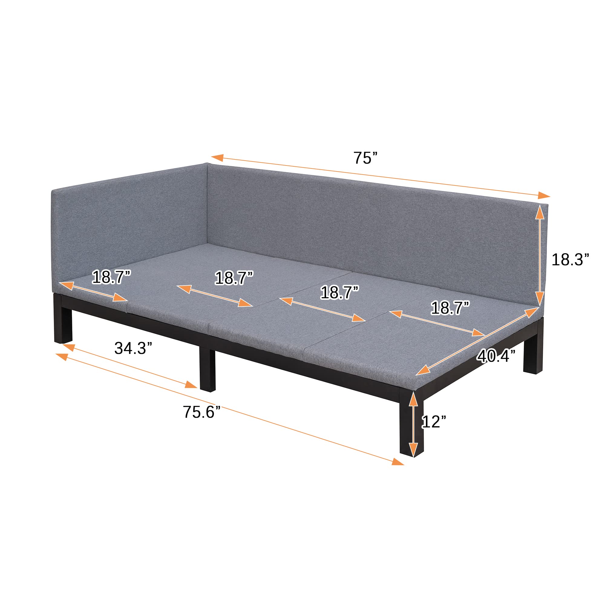 Merax Twin Size Daybed with Gray Upholstered Wood Frame & Linen Cover - Convertible Sofa Sleeper, Futon Bed for Small Spaces, Guest Room & Dormitory - Comfortable Mattress Included for Lounging and Sleeping
