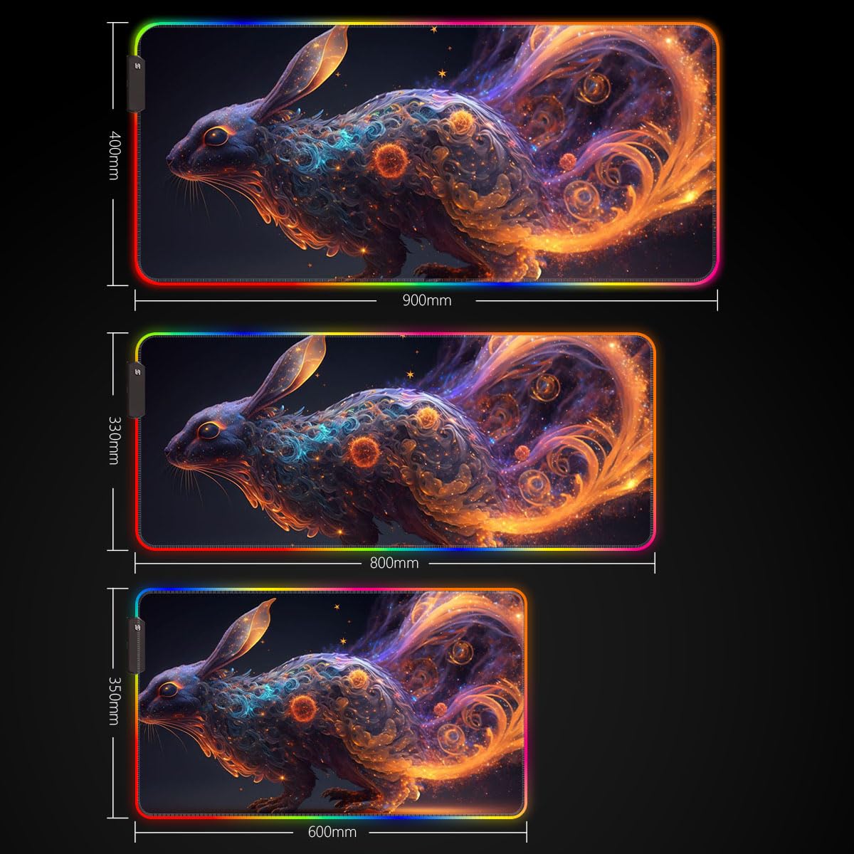 HEYCE Large Extended LED Gaming Mouse Pad (60x35x0.3cm) - Non-Slip Rubber Base Keyboard Mat for ROG, PC, Laptop - Perfect for Gaming, Office Work & Home Use