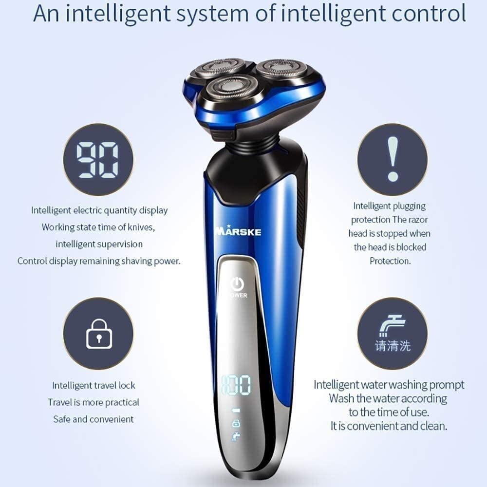 Professional Rechargeable Beard Trimmer & Hair Clipper Kit - Waterproof, Anti-Slip, 4-in-1 Rotatable Body Groomer with Nose & Ear Trimmer - Perfect for Home Grooming, Travel, and Barber Use