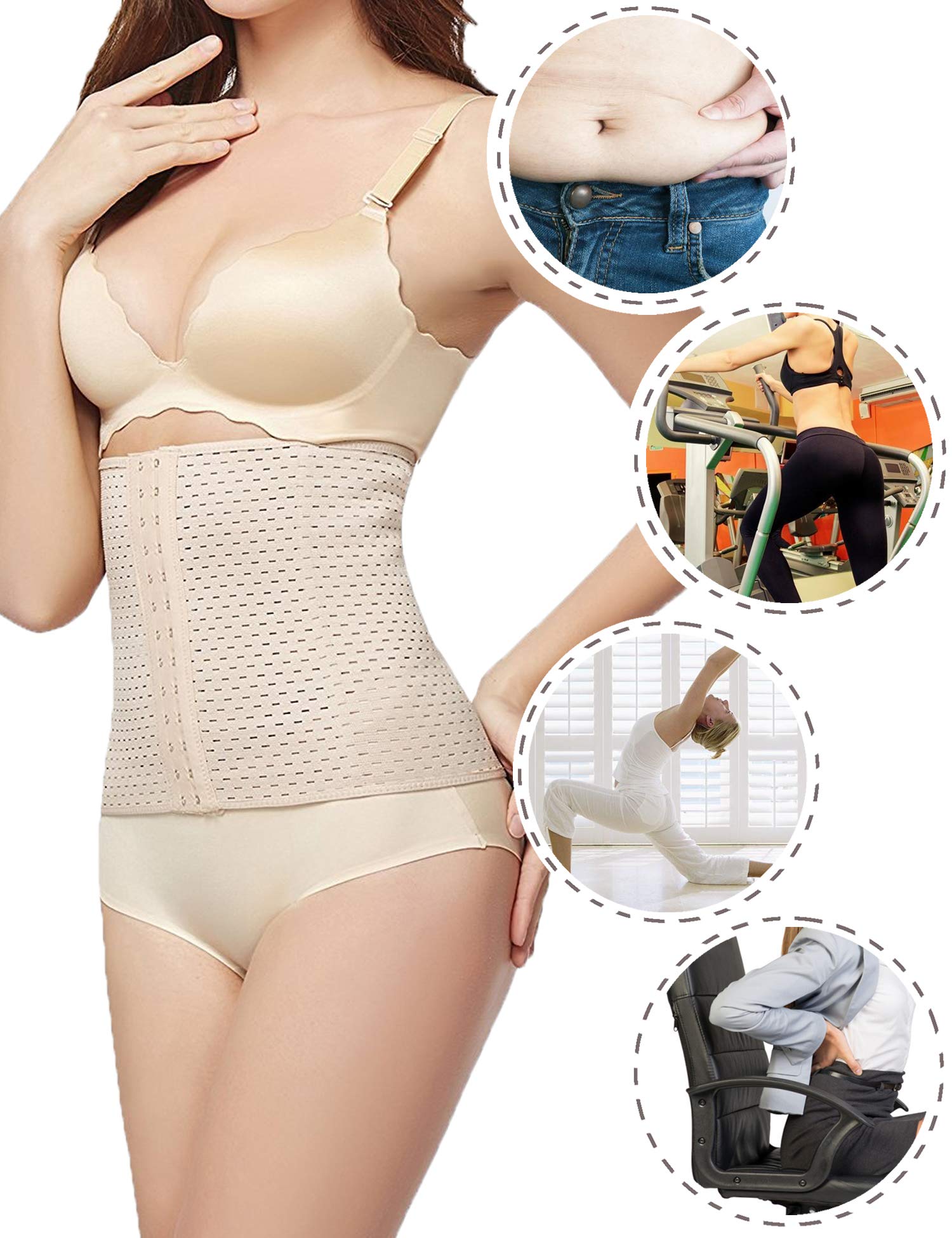 Youloveit Women's Waist Trainer Corset - Steel Boned Tummy Control Body Shaper with Adjustable Hooks for Everyday Wear | Perfect for Workouts, Postpartum Recovery & Special Occasions