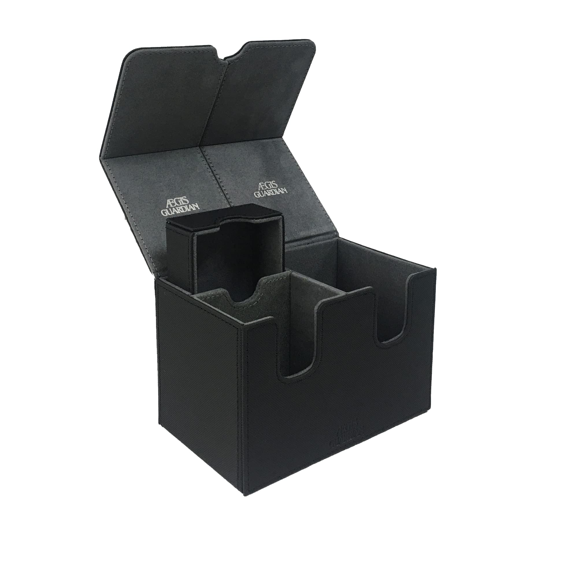 Premium PU Leather MTG Deck Box with Dice Tray - Holds 150+ Sleeved Cards, Magnetic Closure for TCG/CCG (Black) - Perfect for Magic: The Gathering, Commander Games & Card Storage