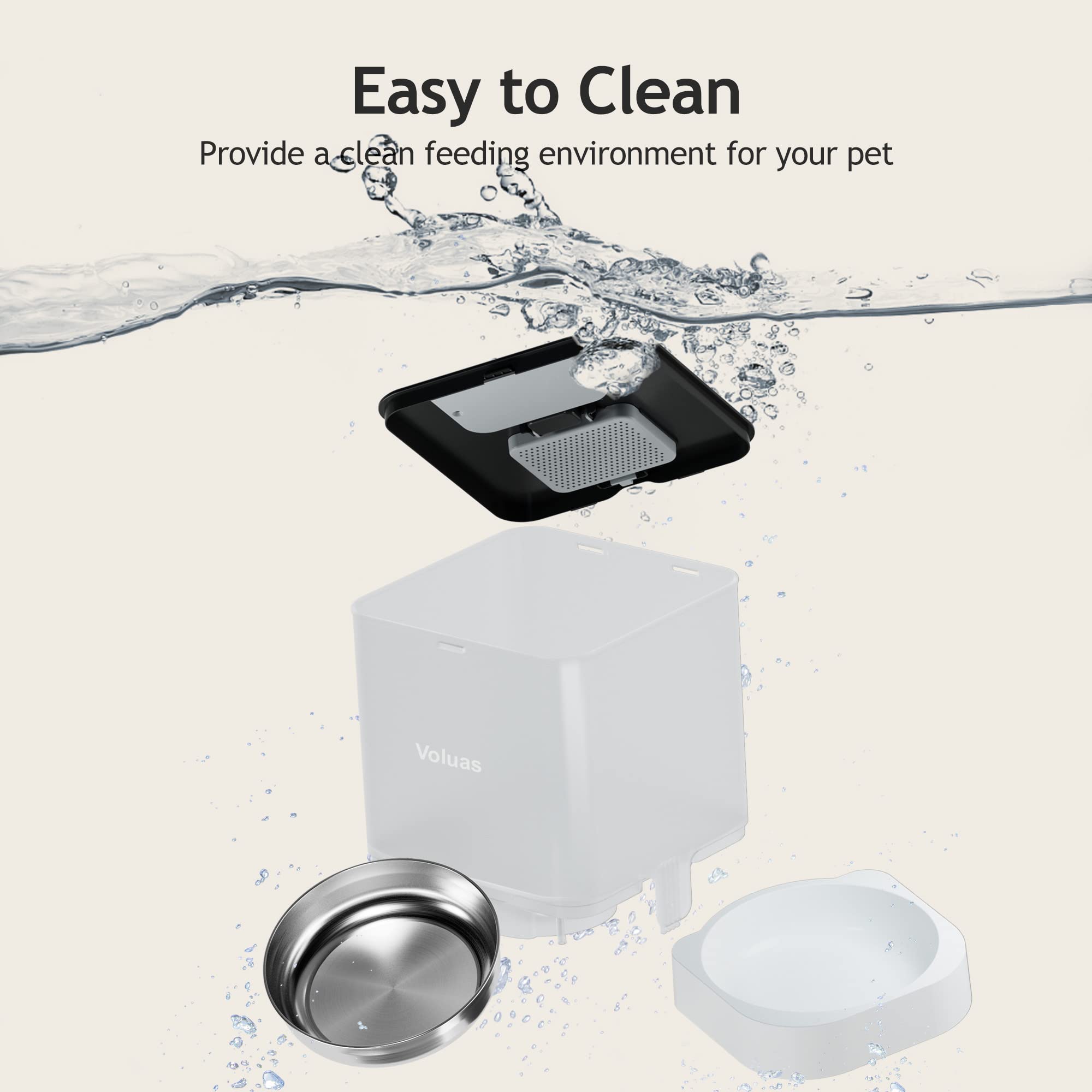 VOLUAS Automatic Cat Feeder with Timer - Programmable Dry Food Dispenser for 4 Meals Daily, Voice Recorder & Desiccant Bag | Perfect for Busy Pet Owners & Multi-Cat Homes