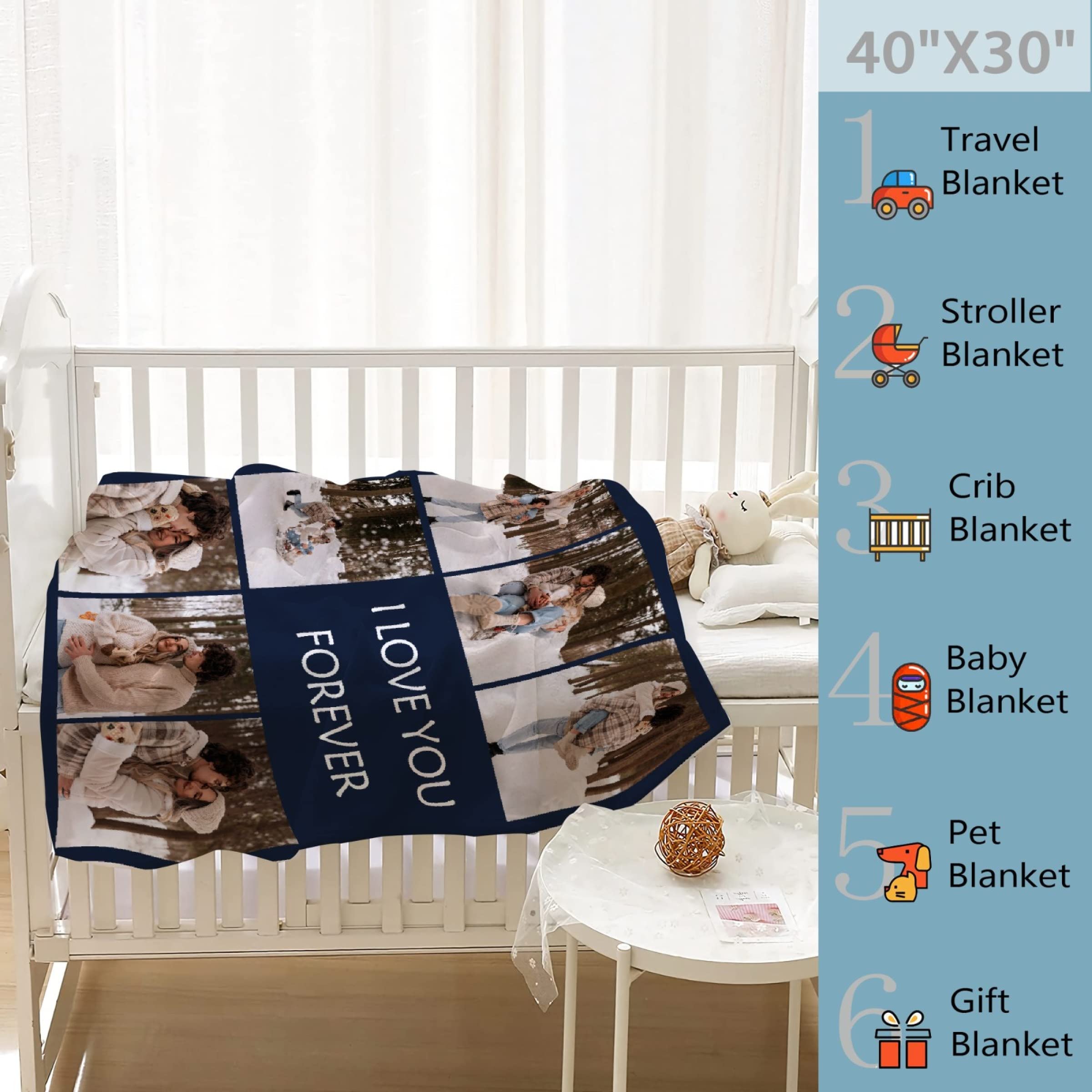 Personalized Fleece Blanket with Name & Photo - Custom Valentine's Gift for Couples, Kids & Family - 120