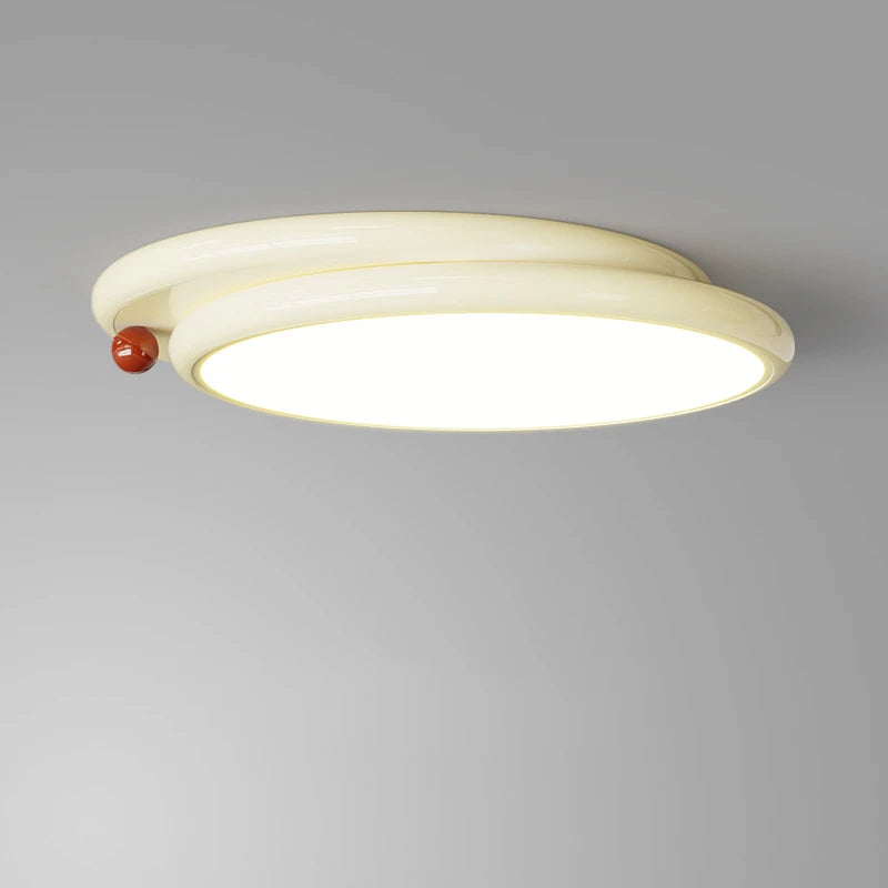 Nordic Style Cream White Ceiling Lamp - Modern Minimalist Lighting Fixture for Living Room, Bedroom, and Dining Room