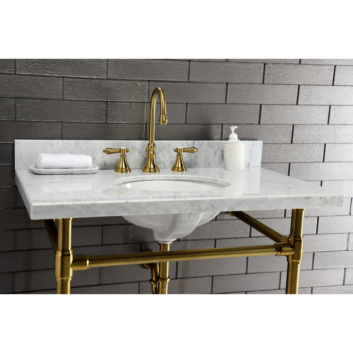 Stainless Steel Console Sink Legs - Dreyfuss Modern Bathroom Vanity Support for Farmhouse & Industrial Style - Perfect for Bathroom Remodeling & Rustic Home Decor