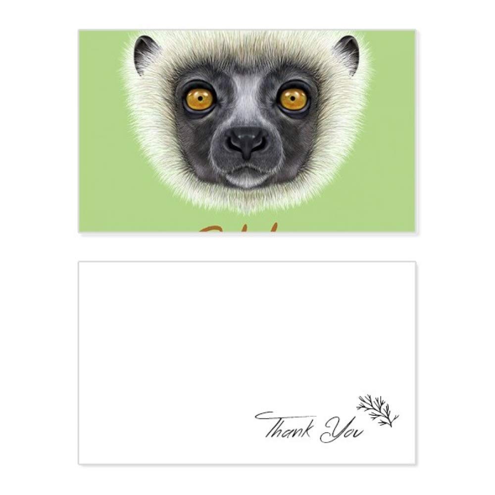 White Fluffy Sifaka Monkey Thank You Card - Birthday, Wedding, Appreciation Greeting Card - Perfect for Special Occasions & Heartfelt Messages