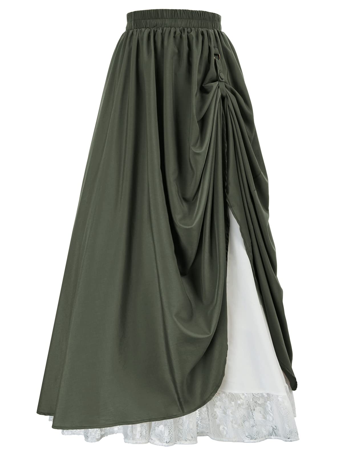 Scarlet Darkness Maxi Long Skirt for Women - Double-Layer Victorian Renaissance Skirt with Elastic Waist | Perfect for Gothic Lolita, Steampunk, Cosplay & Vintage Fashion