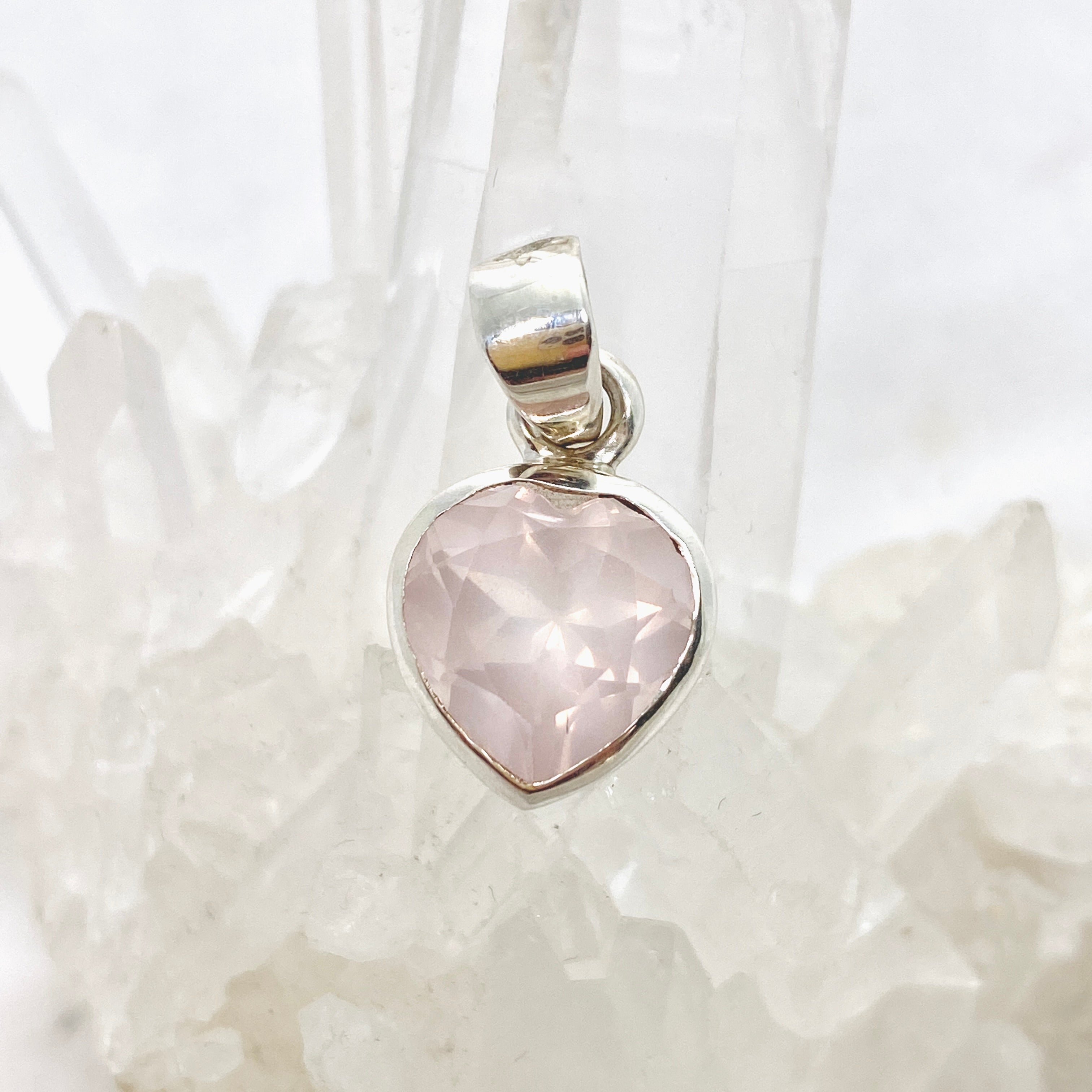 Rose Quartz Heart Faceted Pendant Necklace - Natural Gemstone Jewelry for Women - Perfect for Valentine's Gift, Meditation & Energy Healing