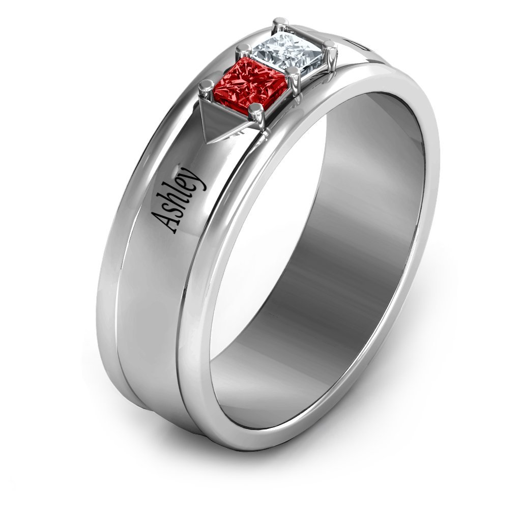 TSD Sterling Silver Men's Timeless Romance Wedding Band Ring by JEWLR - Perfect for Engagements, Anniversaries & Romantic Gifts
