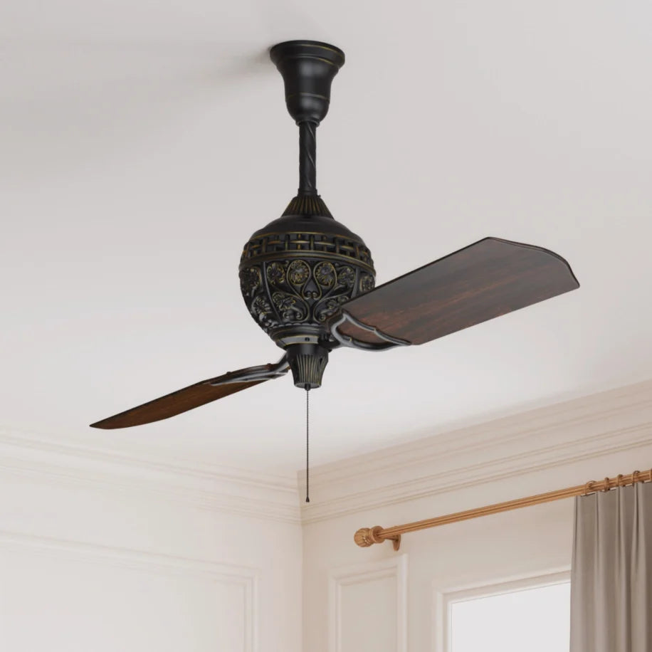 Hunter 60 Inch 1886 Limited Edition Ceiling Fan - Midas Black/Distressed Dark Cherry Basswood Blades - Vintage Industrial Style for Living Room, Bedroom & Patio