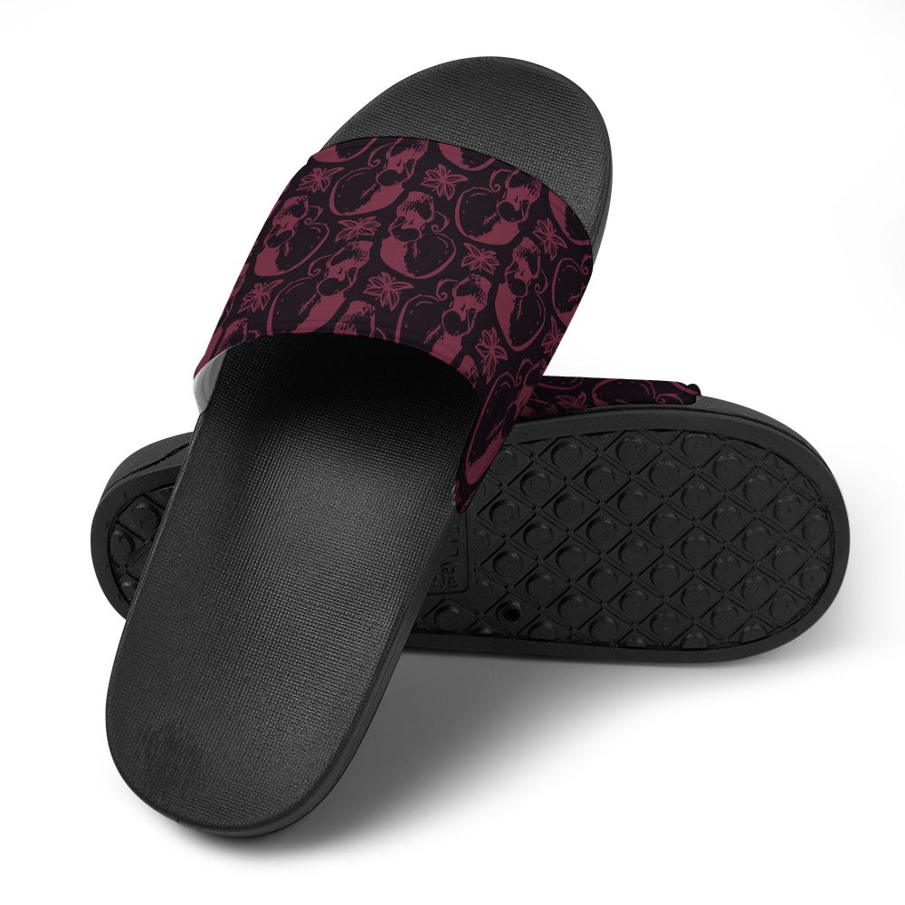 Trendy Purple Skull Heads PVC Sandals for Women & Men - Comfortable Non-Slip Beach Shoes for Summer, Pool Party, and Outdoor Activities