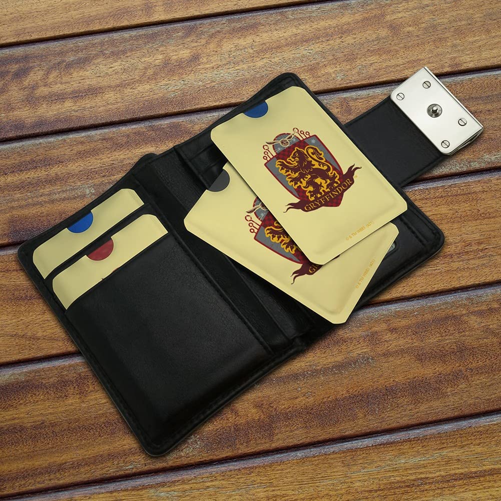 Harry Potter Gryffindor Quidditch Shield RFID Blocking Credit Card Holder - Set of 4 for Wallet Protection | Perfect for Travel, Shopping & Contactless Payment Security