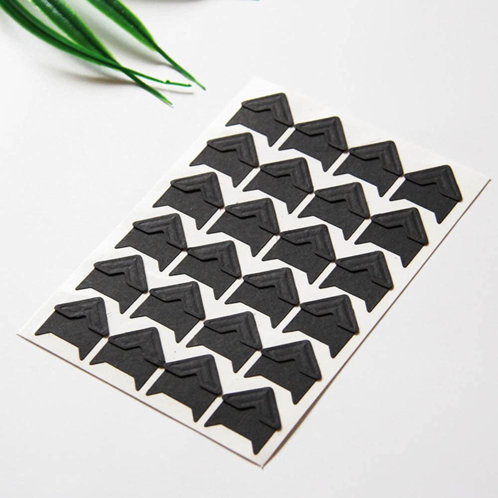 KIMLLOYD 240pcs (10 Sheets) Self-Adhesive Photo Corners - Black Scrapbook Stickers for DIY Albums, Photo Mounting & Craft Projects - Perfect for Scrapbooking, Card Making & Memory Preservation