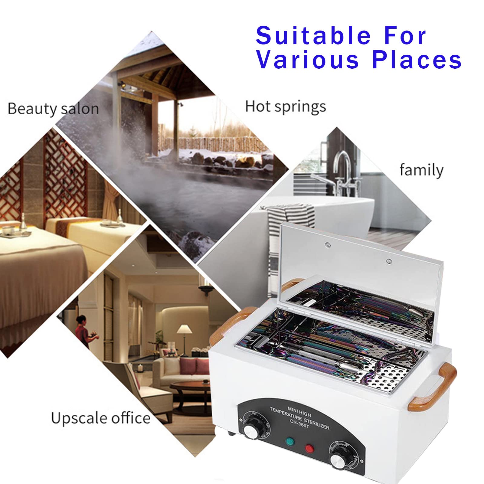 300W 1.5L High Temperature Sterilization Box with Timer - Dry Heat Sterilizer Cabinet for Nail Tools, Spa, Pedicure & Hairdressing Equipment - Includes Stainless Steel Tray & Handle | Perfect for Salon, Clinic & Home Use