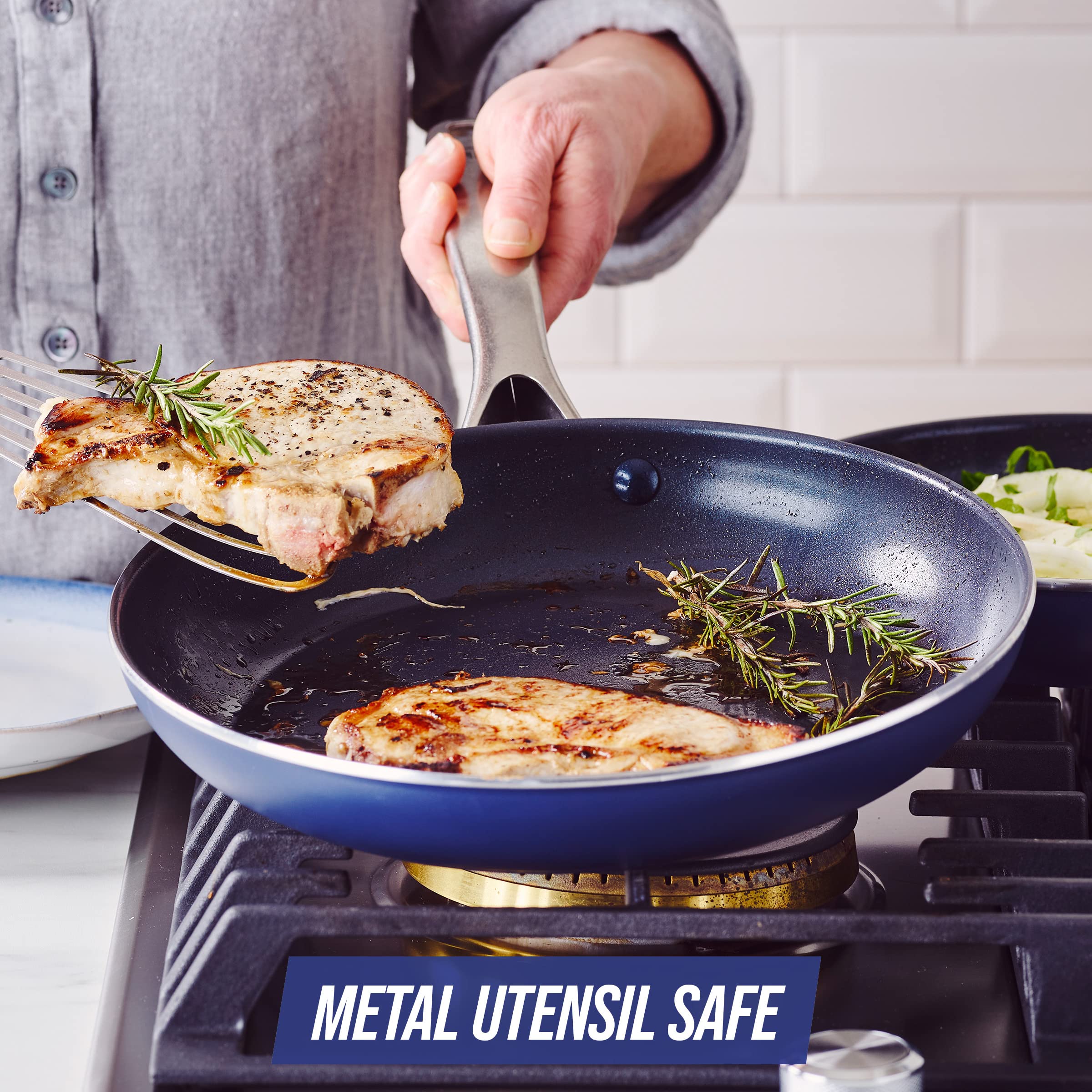 Blue Diamond Nonstick Aluminum Wok Pan - 28cm PFAS-Free Cookware for Induction, Gas, Electric Stoves & Oven Safe - Dishwasher Safe Blue Wok for Stir-Frying, Sautéing & Asian Cooking