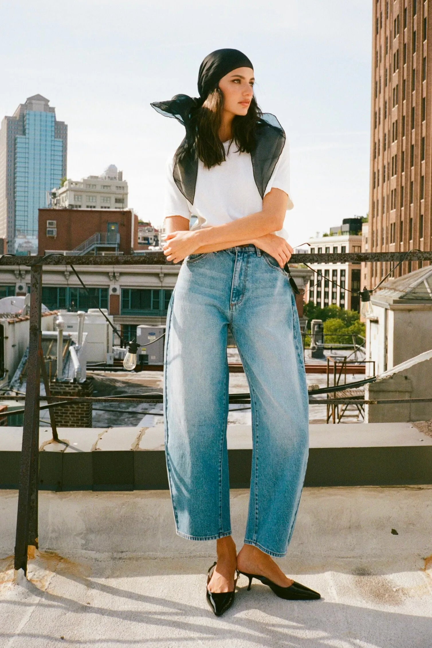 Gigi Brad Blue Barrel Jeans - High Waist Distressed Denim Pants for Women | Perfect for Casual Outfits & Streetwear Fashion