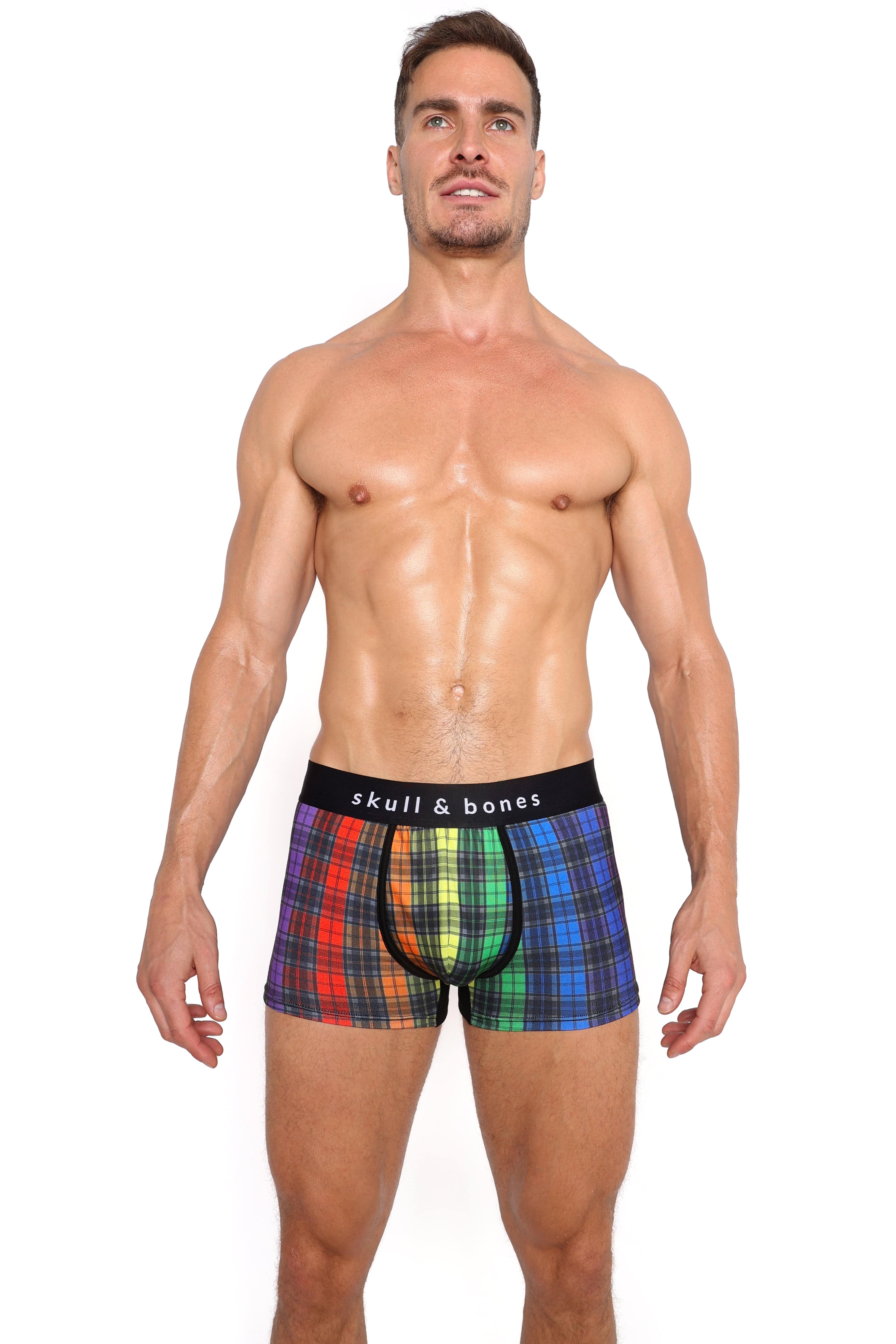 Rainbow Tartan Plaid Trunk for Men - Stylish Swimwear & Beach Shorts - Perfect for Swimming, Vacation, and Summer Outfits