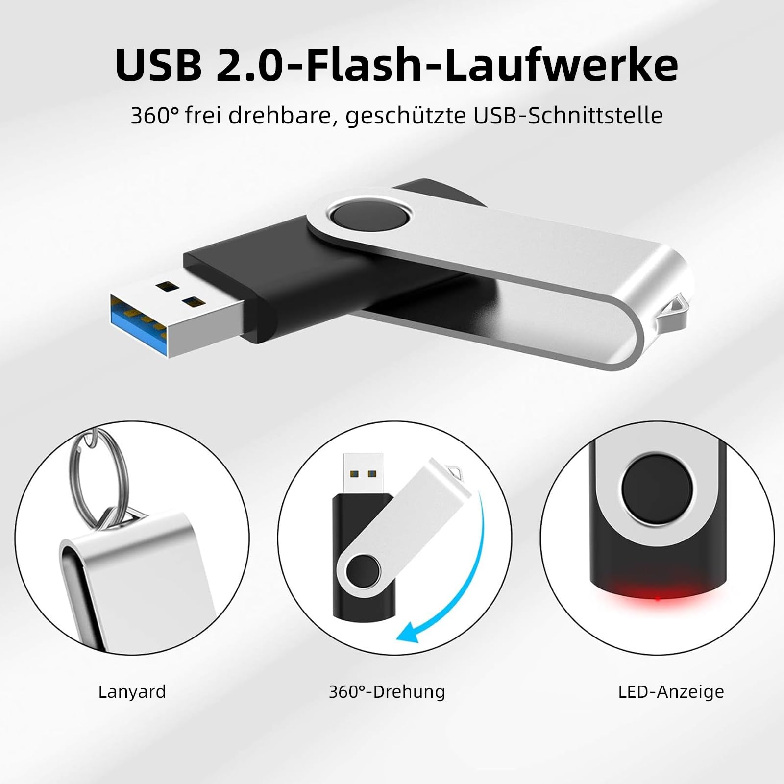 64GB USB Flash Drive 3-Pack - Multicolor with Lanyards for Data Storage & Backup