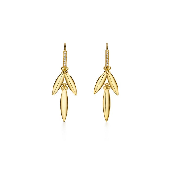 Temple St. Clair Natura Vine Earrings - 18K Gold Plated Leaf Design Dangle Earrings for Women | Perfect for Weddings, Parties & Everyday Elegant Wear