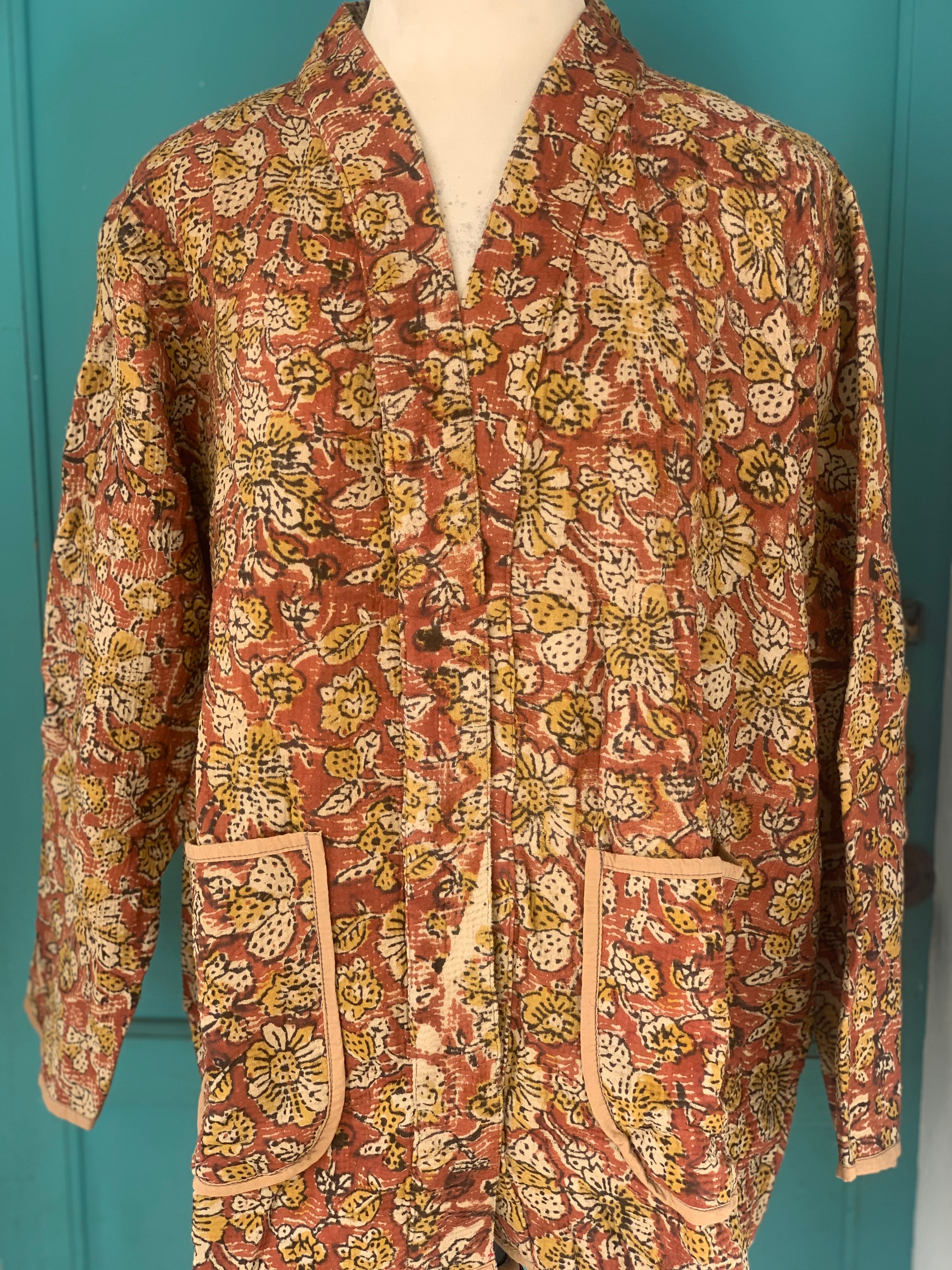 Vintage Kantha Indian Embroidered Jacket for Women - Brown Boho Ethnic Style | Perfect for Festivals, Travel & Boho Fashion Outfits