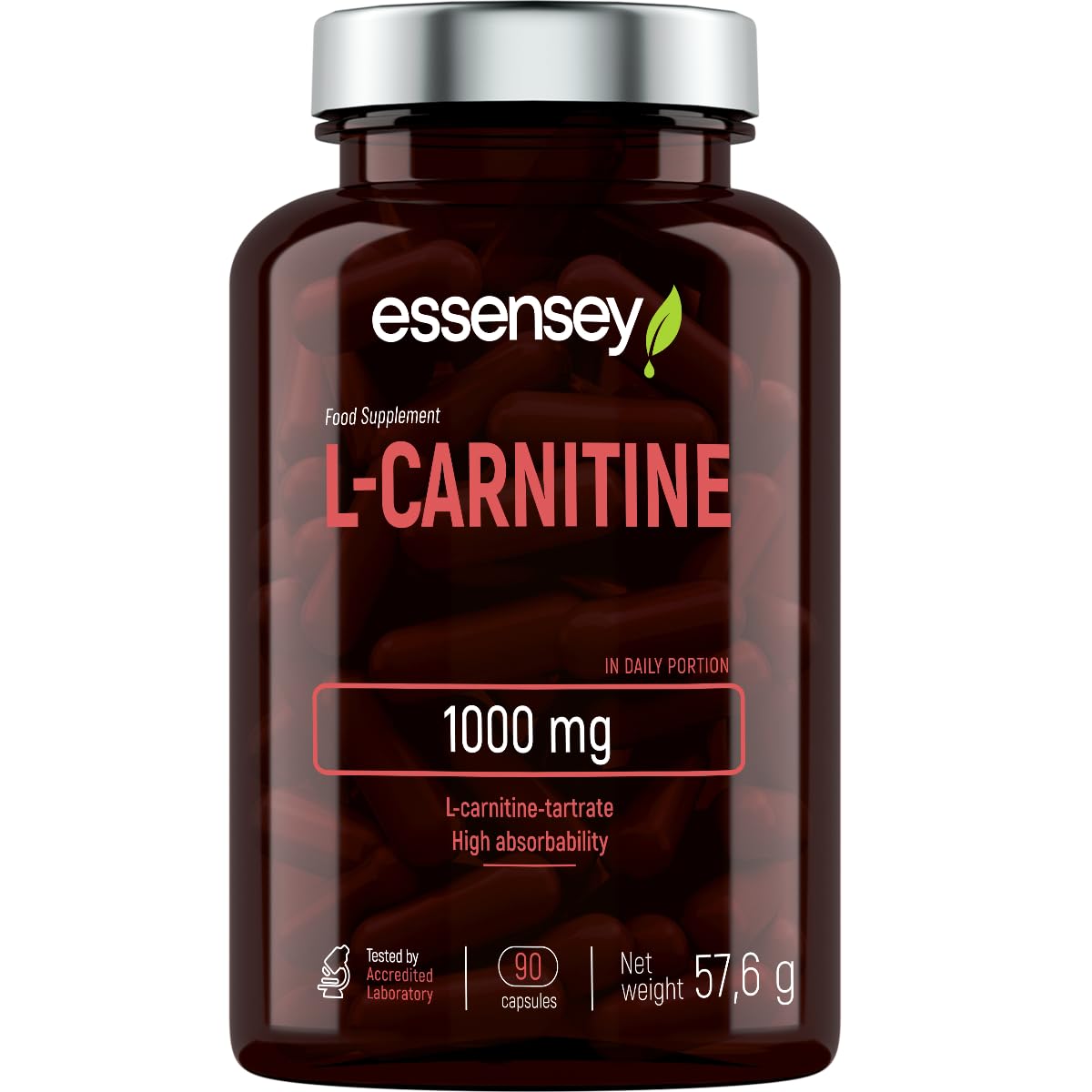 Essensey L-Carnitine 1000mg - 90 Capsules | Premium Energy & Metabolism Booster for Weight Loss & Workout Performance | Vegan & Non-GMO Supplement